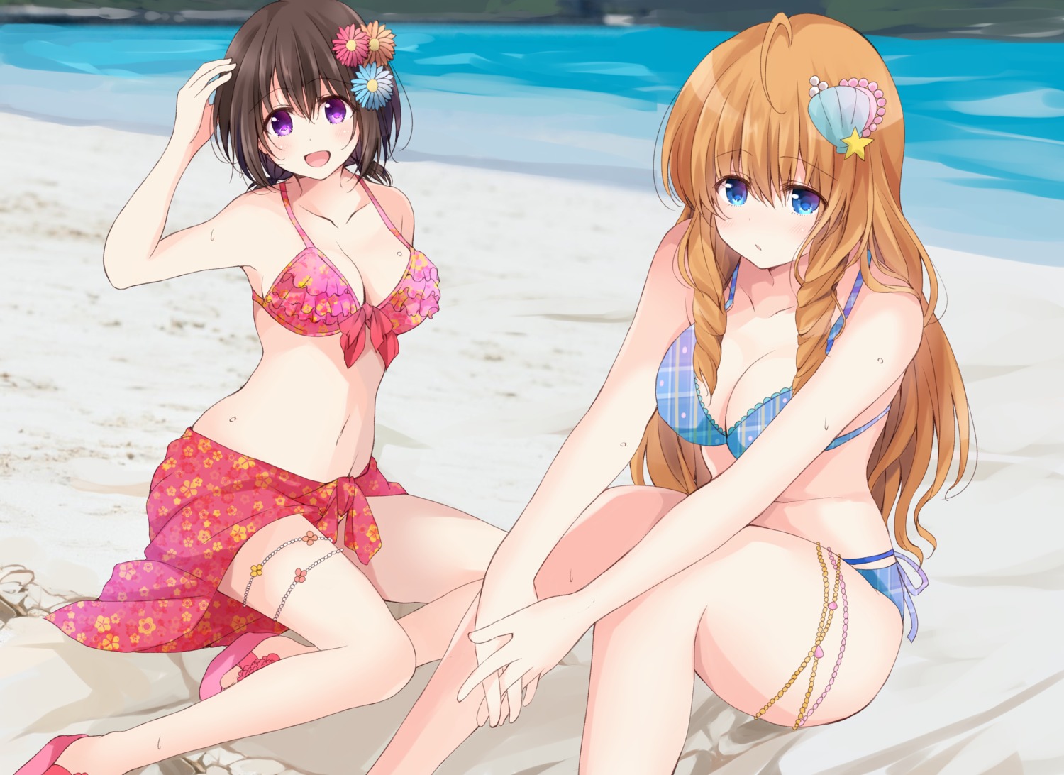 alternative_girls, arimura_shion, asahina_nono, bikini, cleavage, fujisaki_kyouya, swimsuits