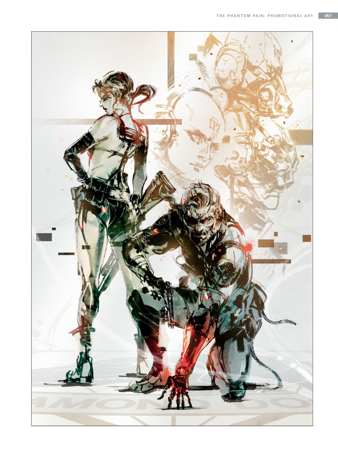 big_boss_(metal_gear), gun, metal_gear_solid_v:_the_phantom_pain, quiet_(metal_gear_solid), shinkawa_yoji, sketch