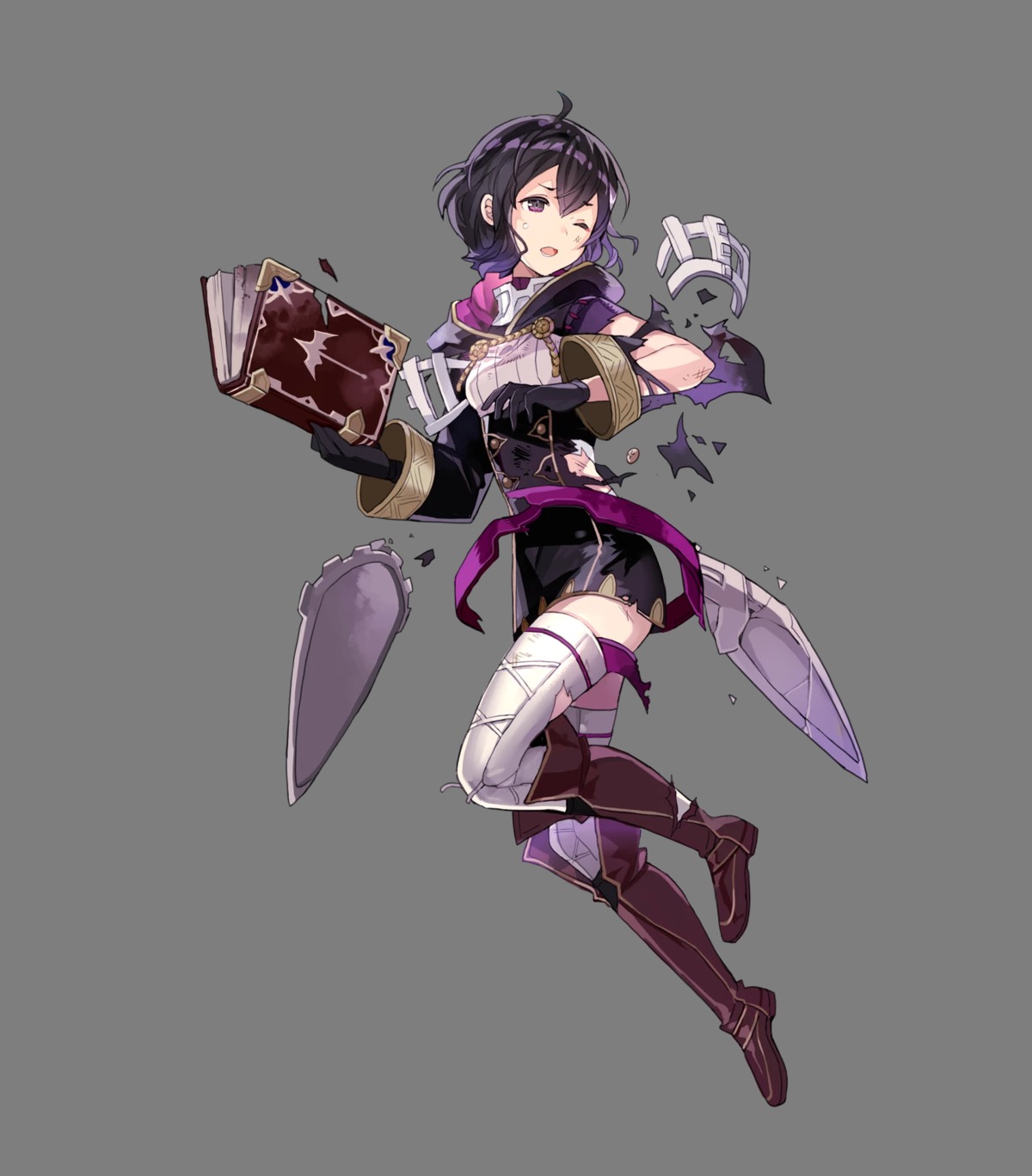 armor, dress, fire_emblem, fire_emblem_heroes, fire_emblem_kakusei, morgan_(fire_emblem), nintendo, thighhighs, tobi_(artist), torn_clothes, transparent_png