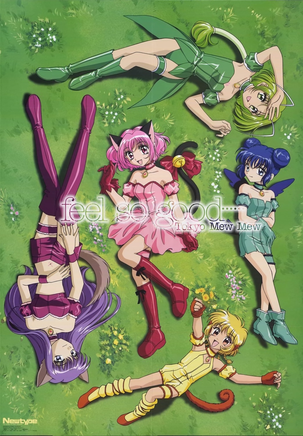 aizawa_mint, animal_ears, fong_pudding, fujiwara_zakuro, garter, midorikawa_lettuce, momomiya_ichigo, nekomimi, tail, thighhighs, tokyo_mew_mew