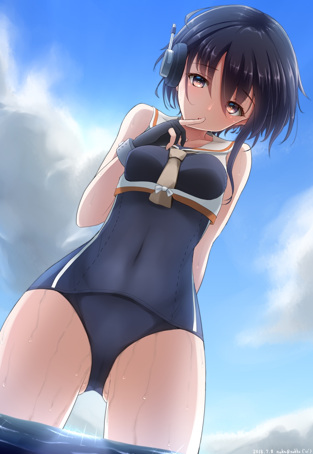 i-13_(kancolle), kantai_collection, nuka_(nvkka), school_swimsuit, seifuku, swimsuits, wet