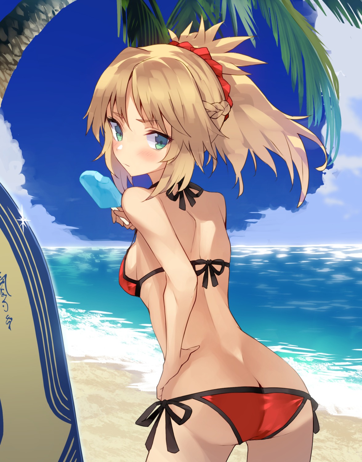 ass, bikini, fate/apocrypha, fate/grand_order, fate/stay_night, mordred_(fate), nuqura, swimsuits