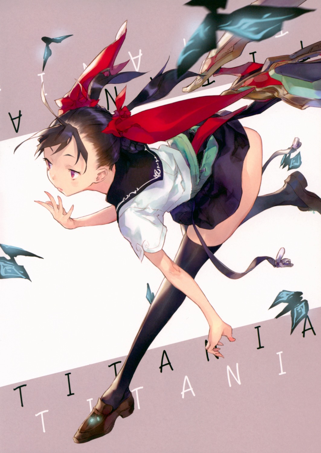 heels, jiyu2, seifuku, skirt_lift, thighhighs