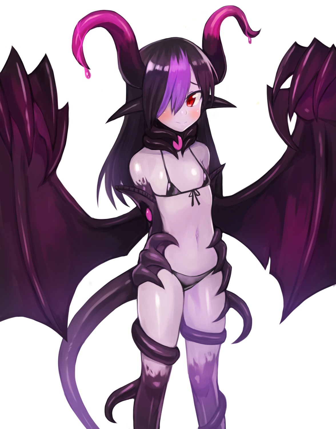 bikini, horns, monster_girl_encyclopedia, sookmo, swimsuits, tail, wings
