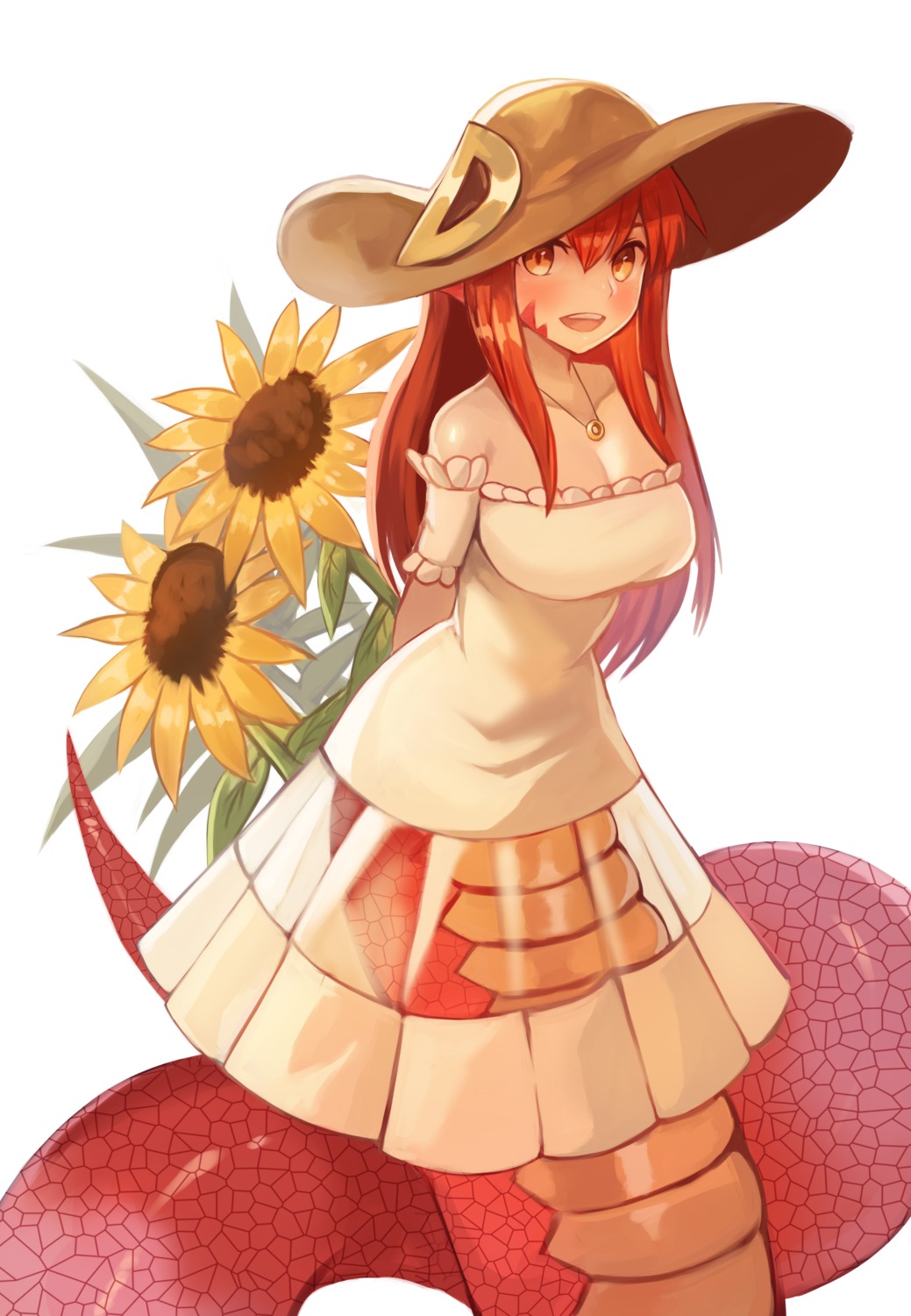 cleavage, dress, miia_(monster_musume), monster_girl, monster_musume_no_iru_nichijou, see_through, sookmo, tail