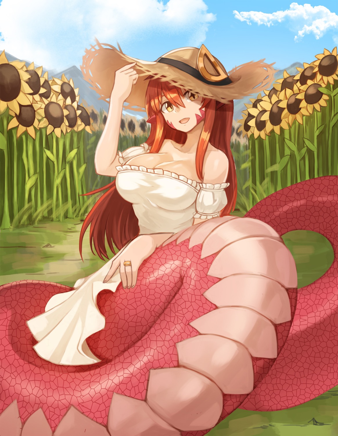 cleavage, dress, miia_(monster_musume), monster_girl, monster_musume_no_iru_nichijou, sookmo