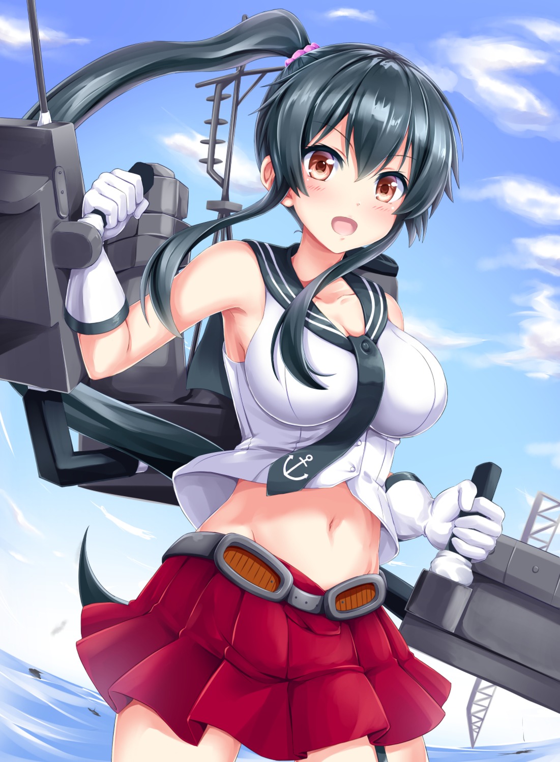 cleavage, kantai_collection, kyamu, seifuku, yahagi_(kancolle)