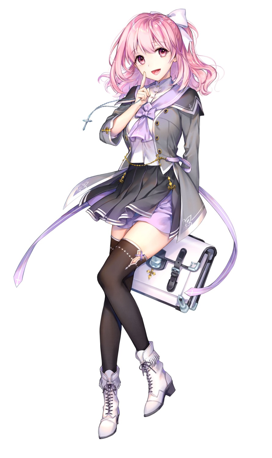 heels, kaguyuzu, onsen_musume, seifuku, thighhighs, unzen_inori