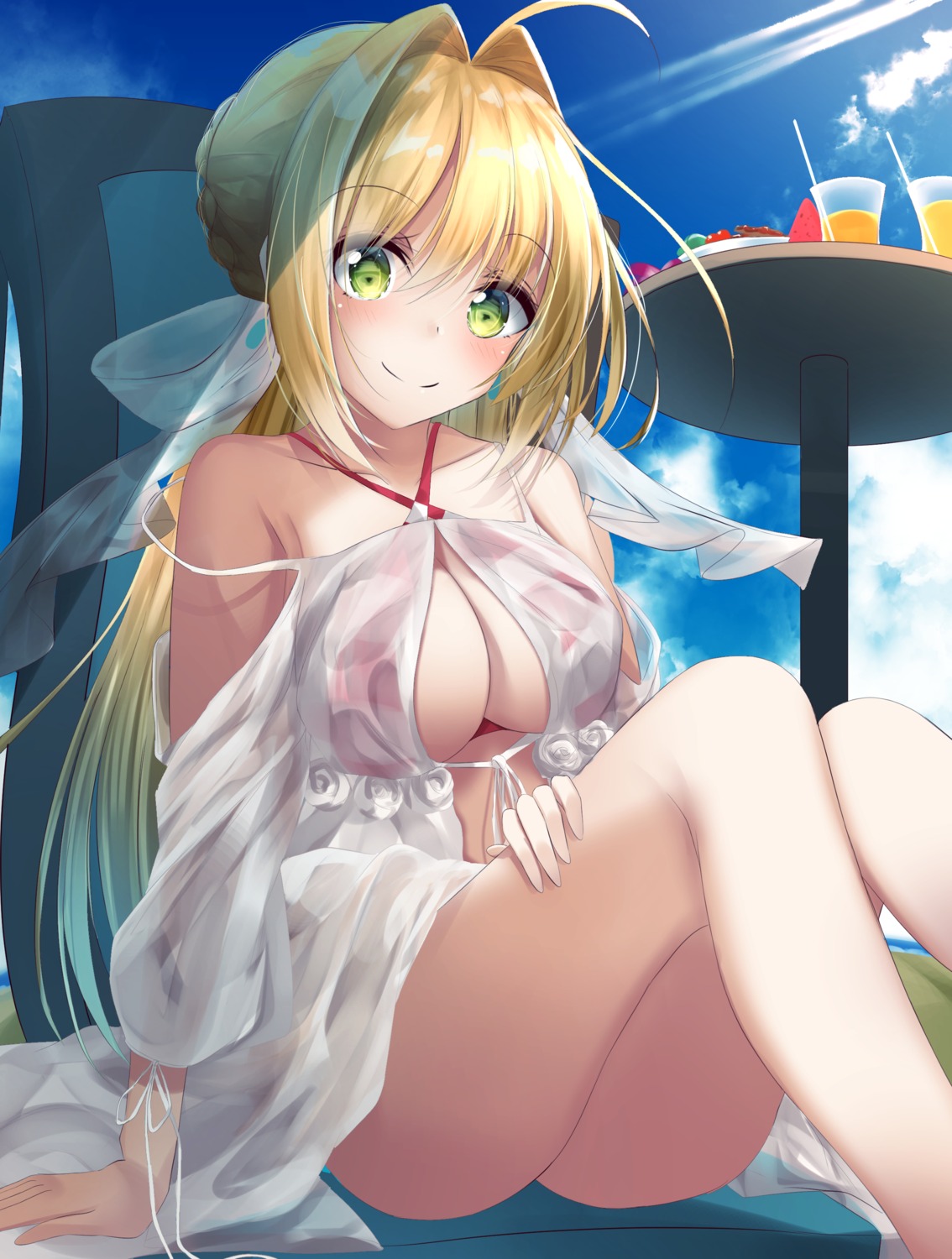 bikini, cleavage, fate/grand_order, nero_claudius_(fate), see_through, suisen-21, swimsuits