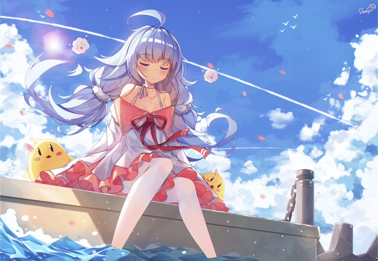 azur_lane, dango_remi, dress, manjuu_(azur_lane), nicholas_(azur_lane), thighhighs, wet