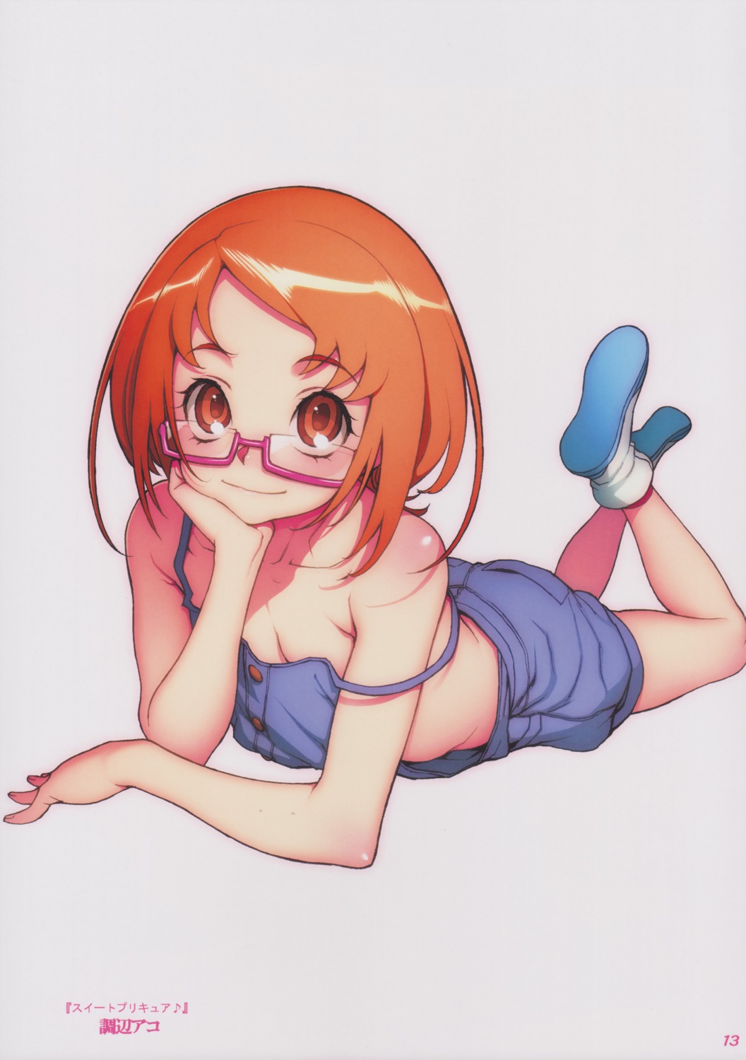 decoppachi, hidiri_rei, megane, no_bra, overalls, precure, shirabe_ako, suite_precure