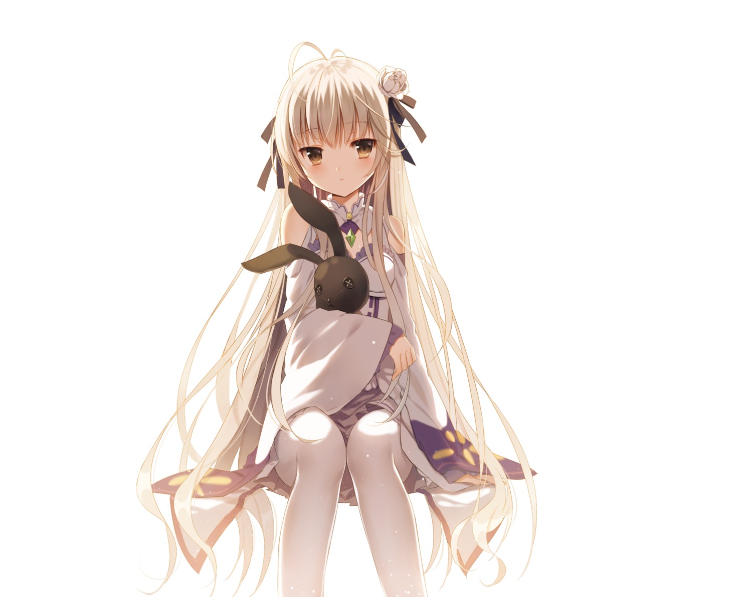 cosplay, emilia_(re_zero), jiji_(381134808), kasugano_sora, pantyhose, re:zero_kara_hajimeru_isekai_seikatsu, yosuga_no_sora