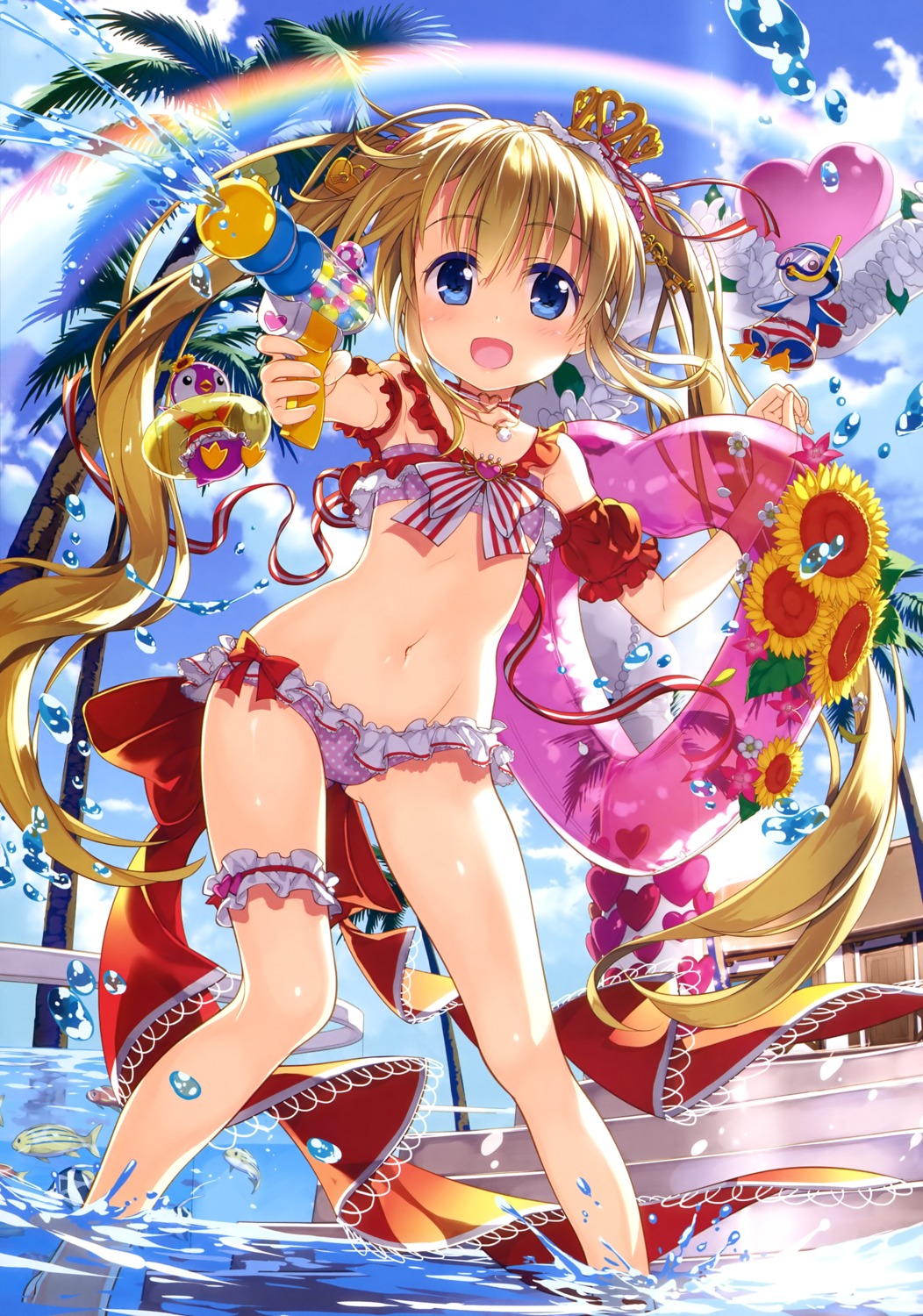 bikini, cardfight_vanguard, fujima_takuya, garter, gun, swimsuits, top_idol_pacifica, wet
