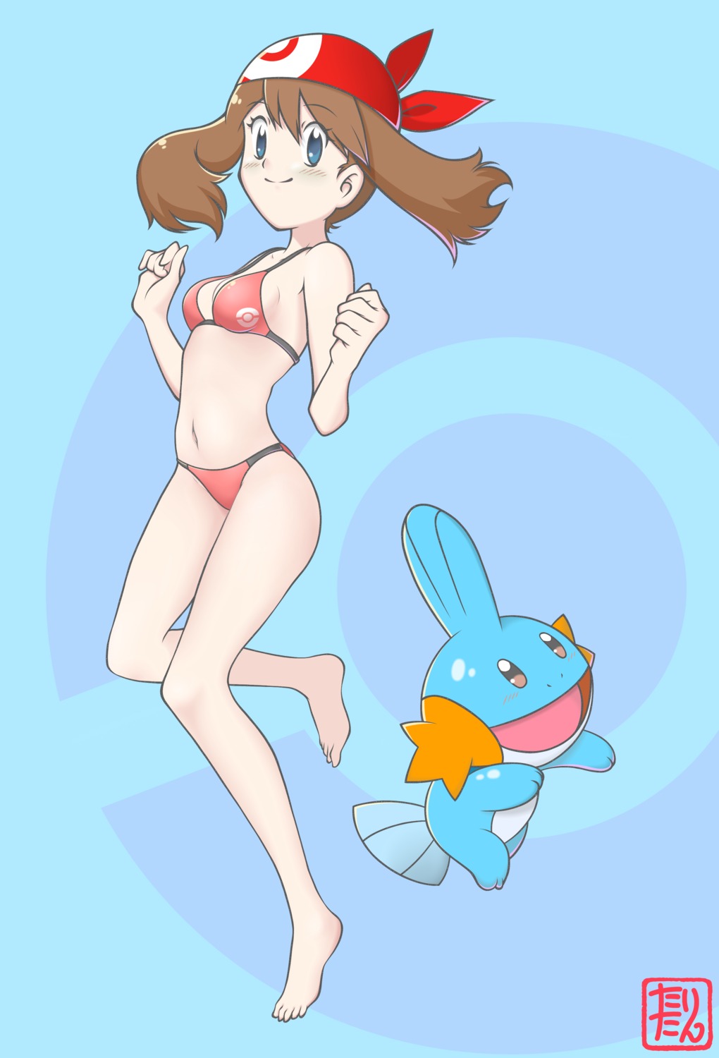 bikini, cleavage, haruka_(pokemon), mudkip, pokemon, pokemon_oras, pokemon_rse, swimsuits