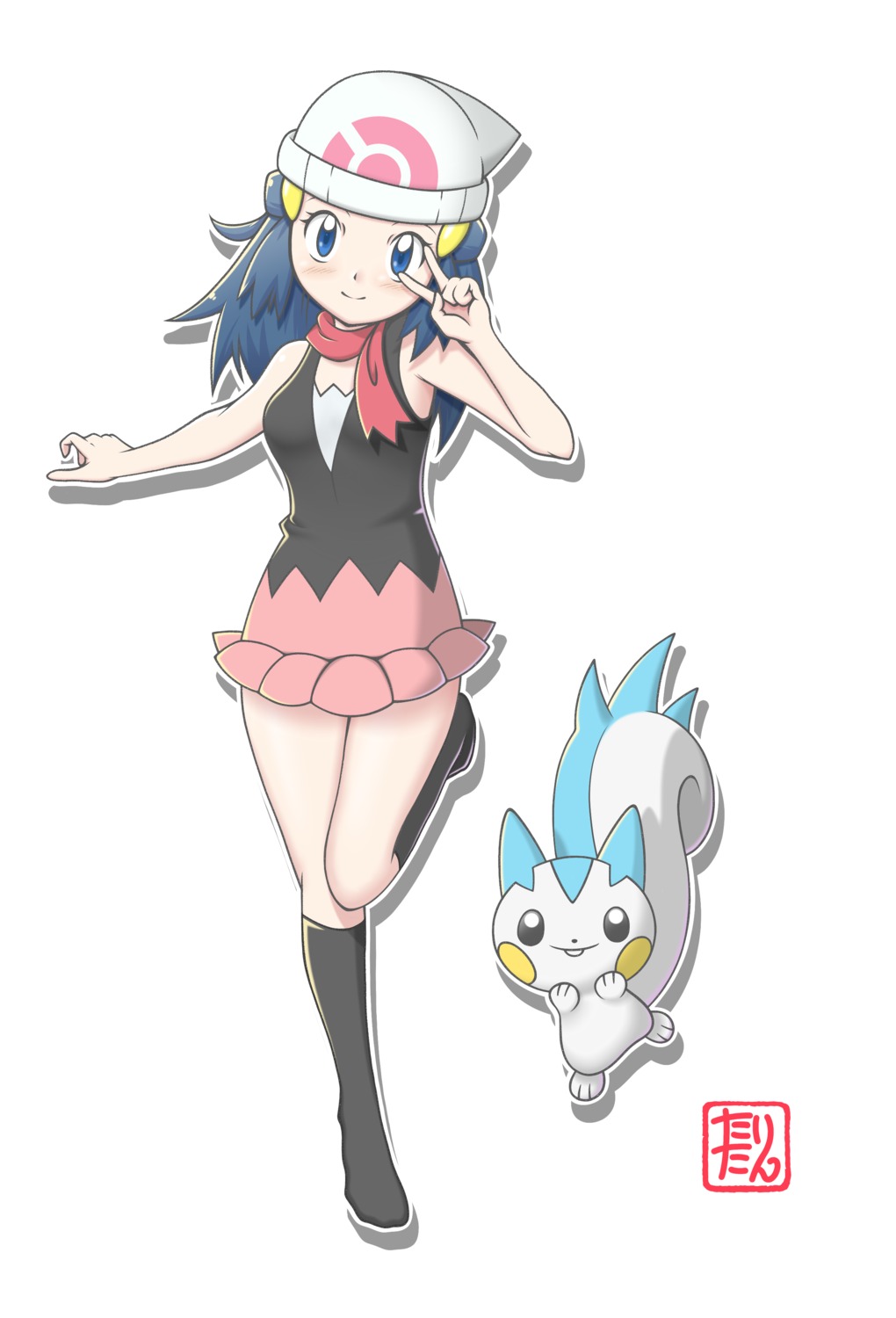 dress, hikari_(pokemon), pachirisu, pokemon, pokemon_bdsp, pokemon_dppt, tax2rin