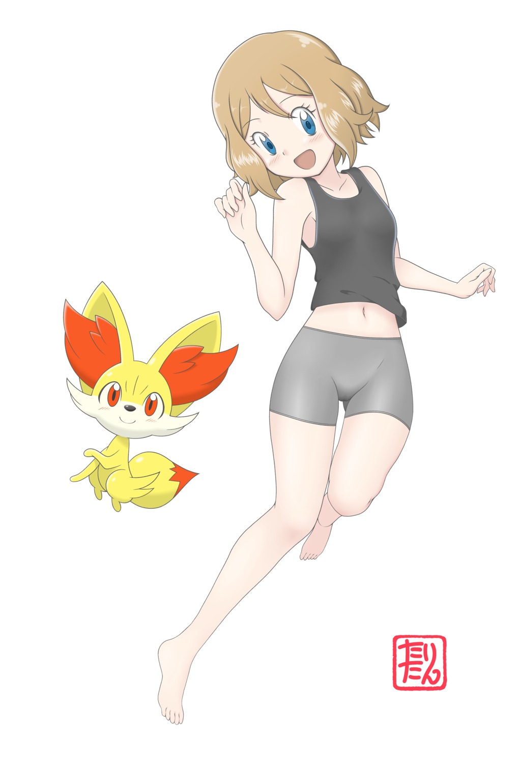 bike_shorts, fennekin, pokemon, pokemon_xy, serena_(pokemon), tax2rin