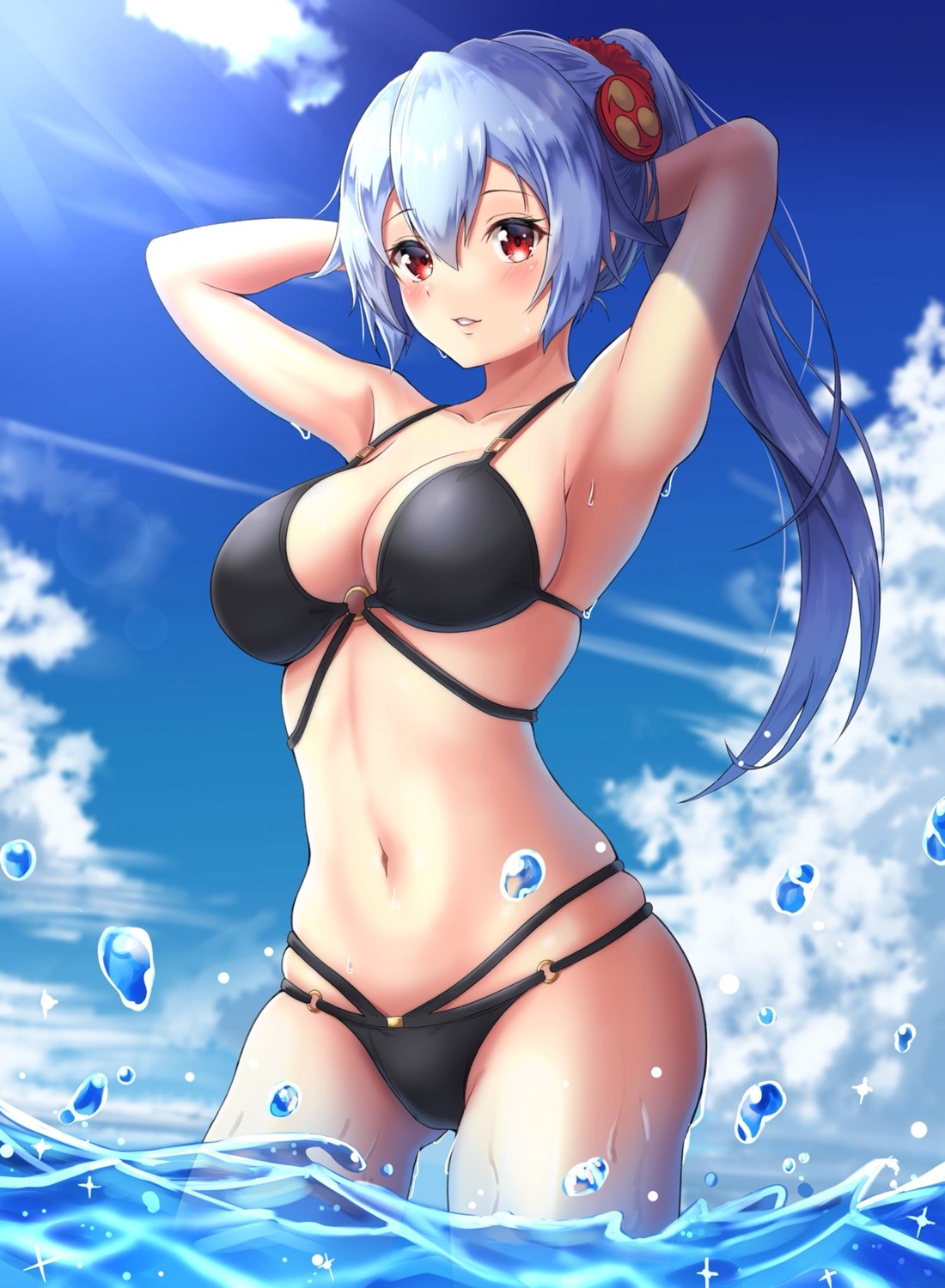 bikini, cleavage, fate/grand_order, furan_(pixiv20237436), swimsuits, tomoe_gozen_(fate), wet