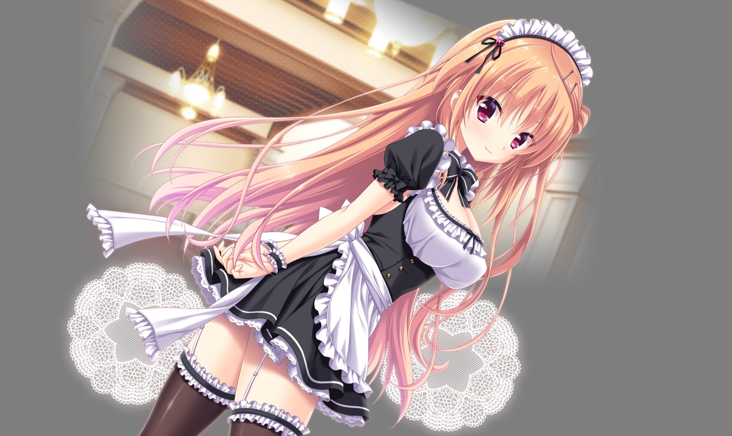 boku_to_kanojo_no_gohoushi_dousei, cleavage, kashima_shino, maid, sakura_neko, stockings, thighhighs, tokohana, transparent_png