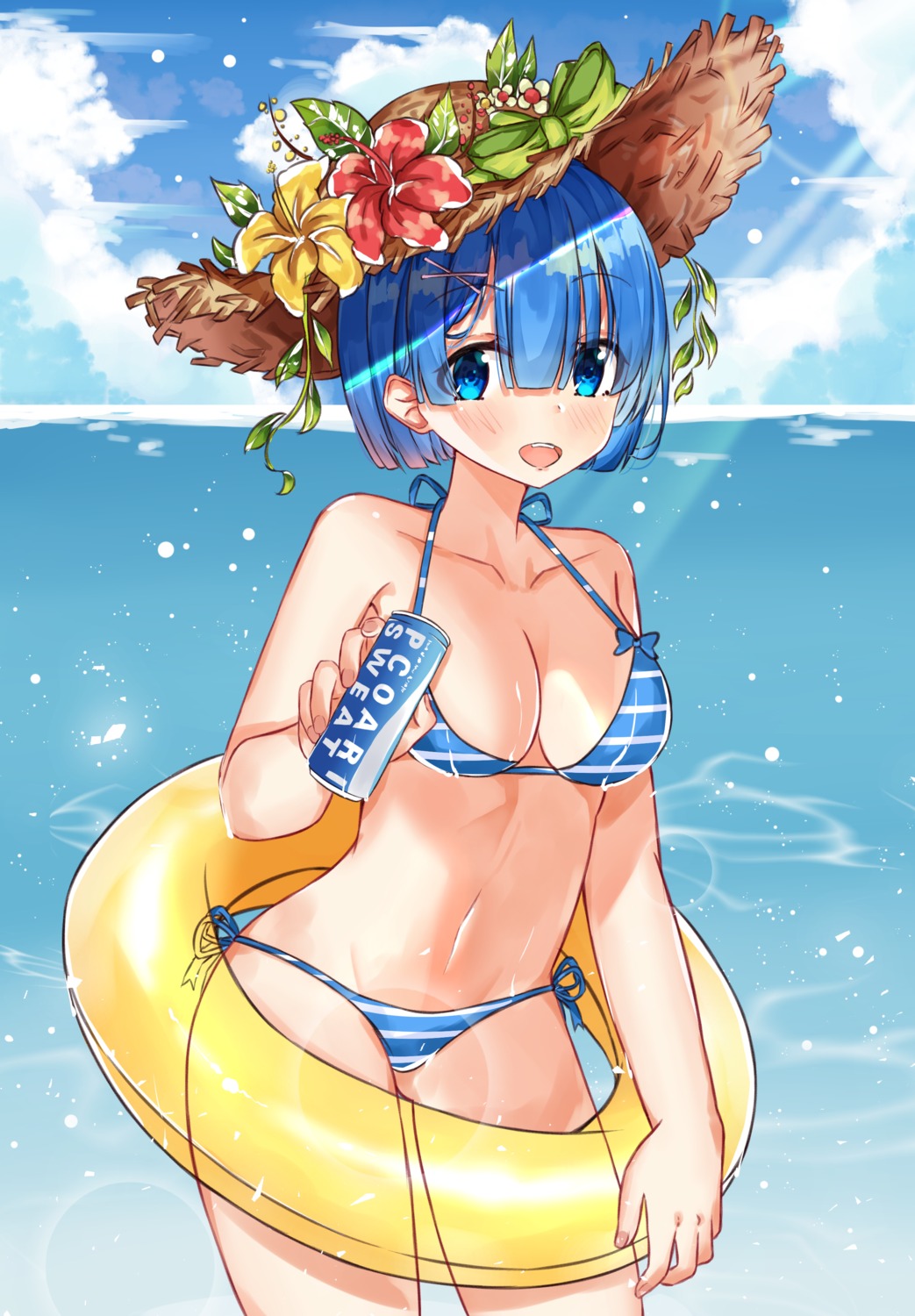 bikini, norazura, re:zero_kara_hajimeru_isekai_seikatsu, rem_(re_zero), swimsuits