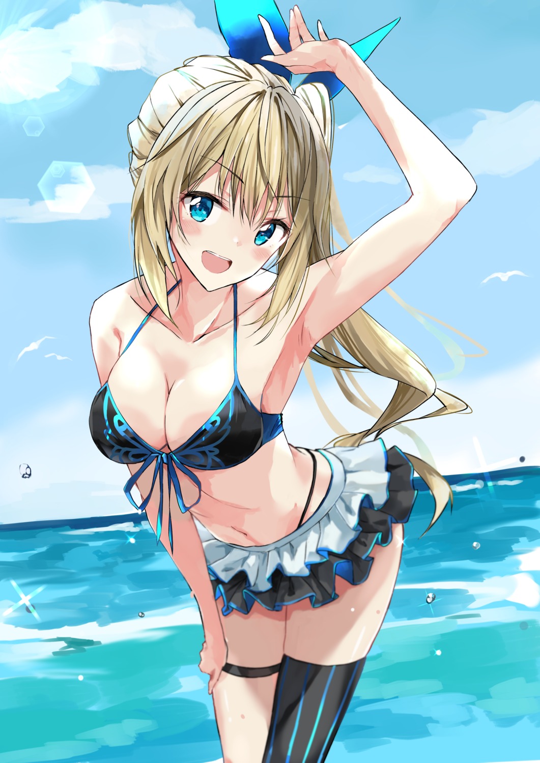 bikini, fujisaki_ribbon, garter, mirai_akari, mirai_akari_project, swimsuits, thighhighs