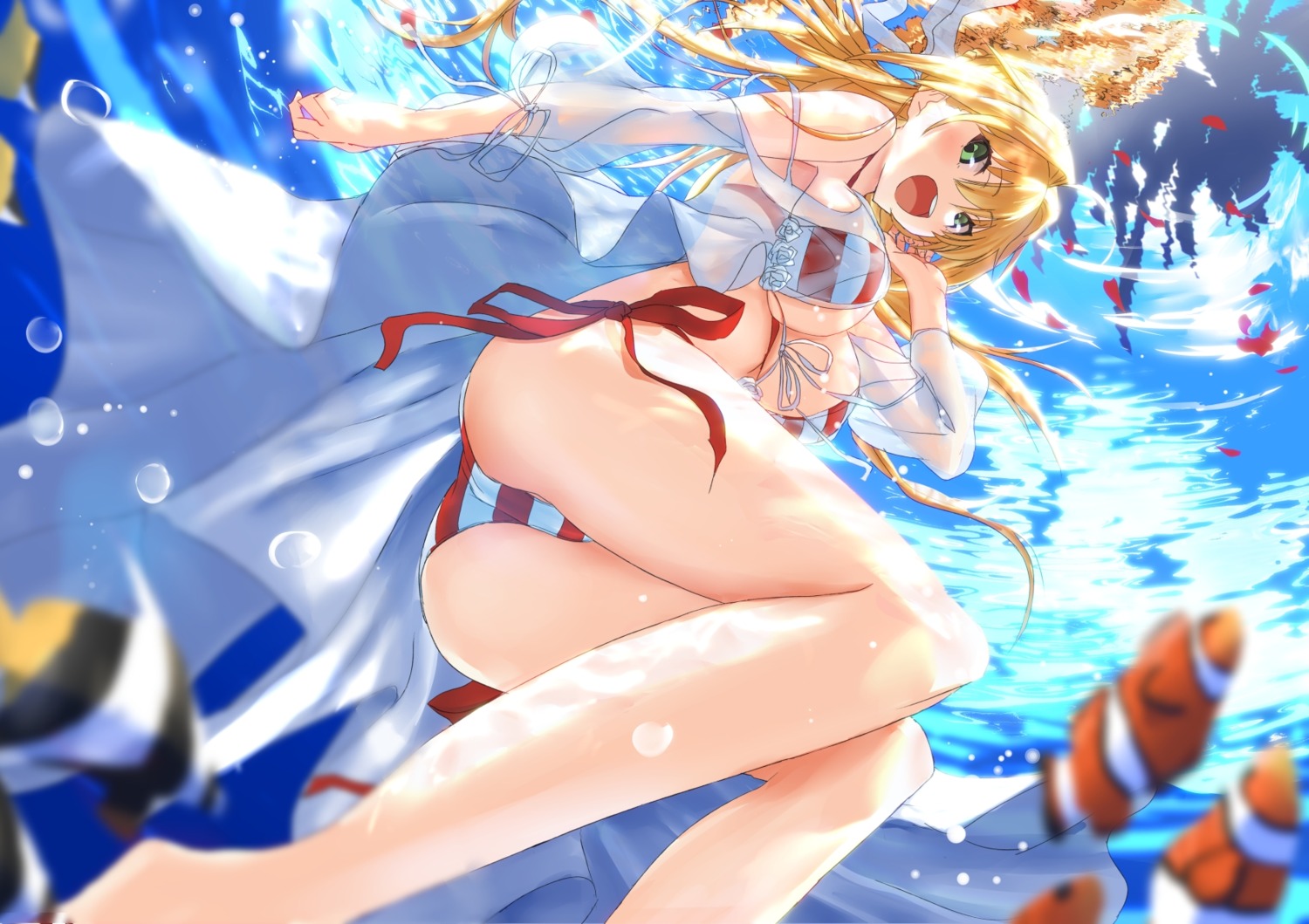 ass, bikini, fate/grand_order, nero_claudius_(fate), see_through, swimsuits, tsuuhan
