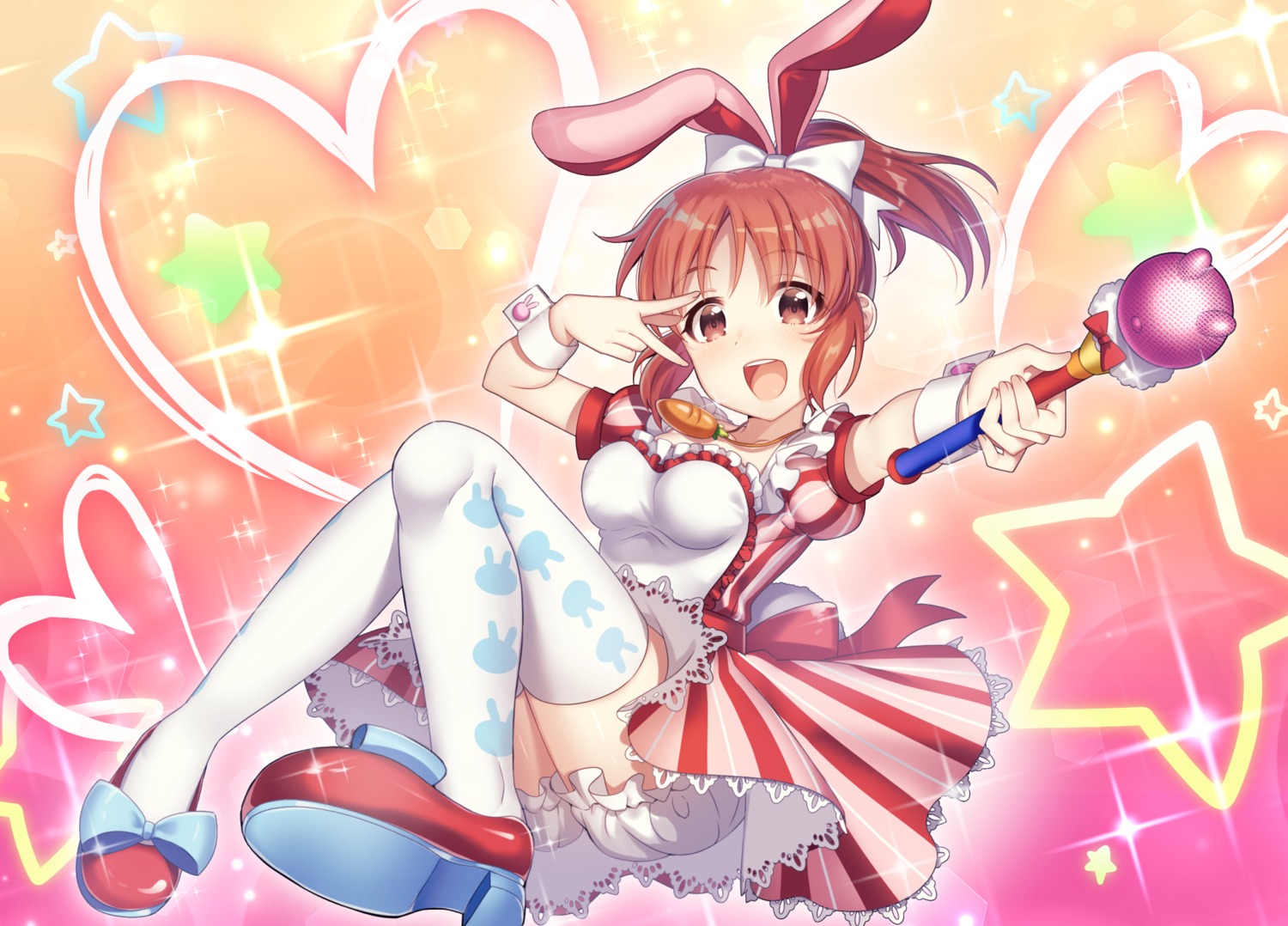 abe_nana, animal_ears, bloomers, bunny_ears, heels, rokumaru_inami, tail, the_idolm@ster