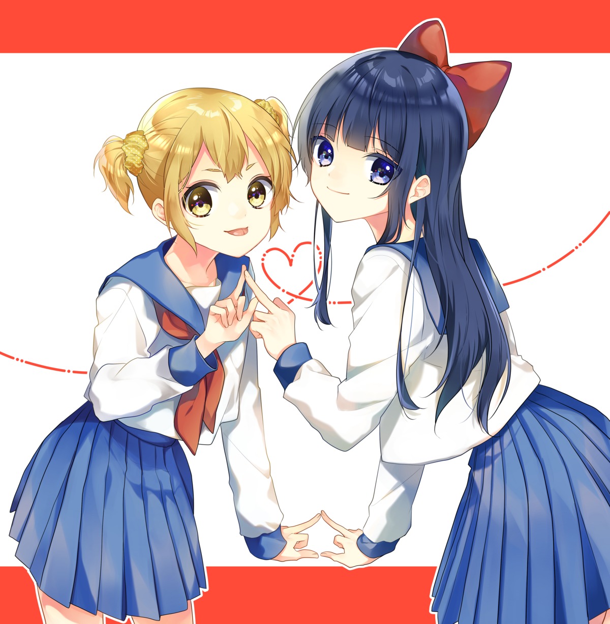 kaname_monika, pipimi, pop_team_epic, popuko, seifuku