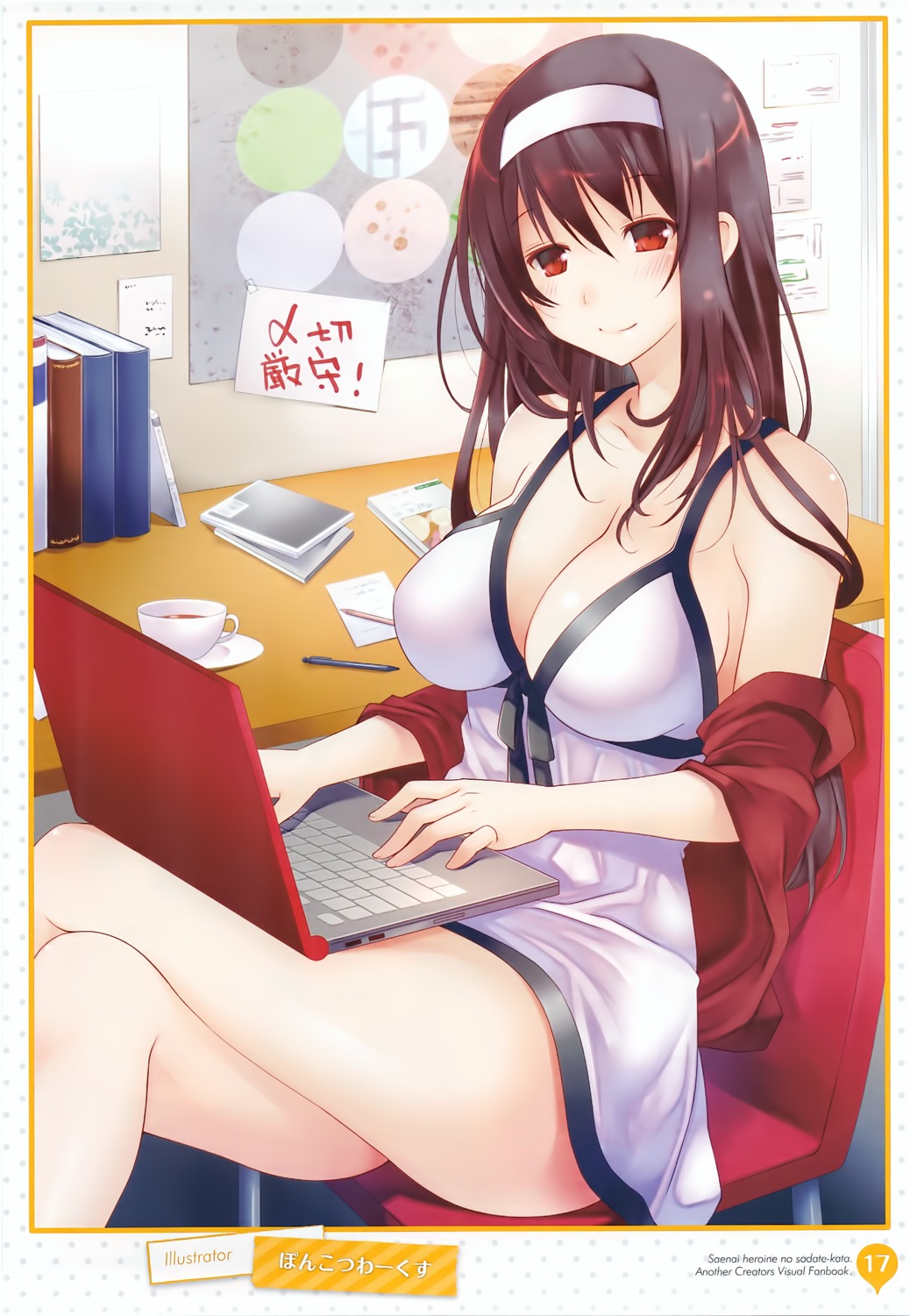 cleavage, dress, open_shirt, ponkotsu_works, saenai_heroine_no_sodatekata