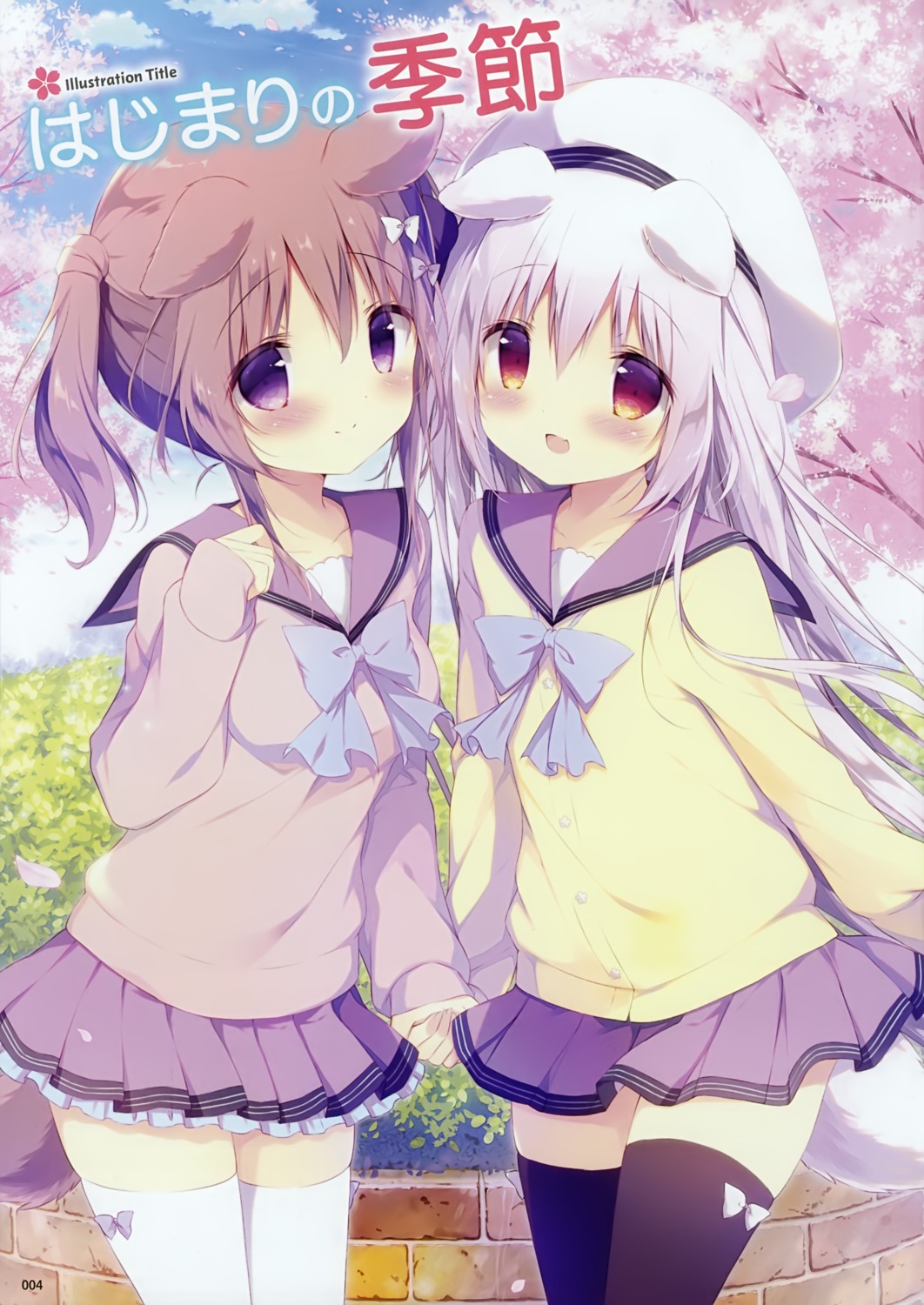 animal_ears, marron_(shiratama), seifuku, shiratama, shiroi_inu, sweater, tail, thighhighs