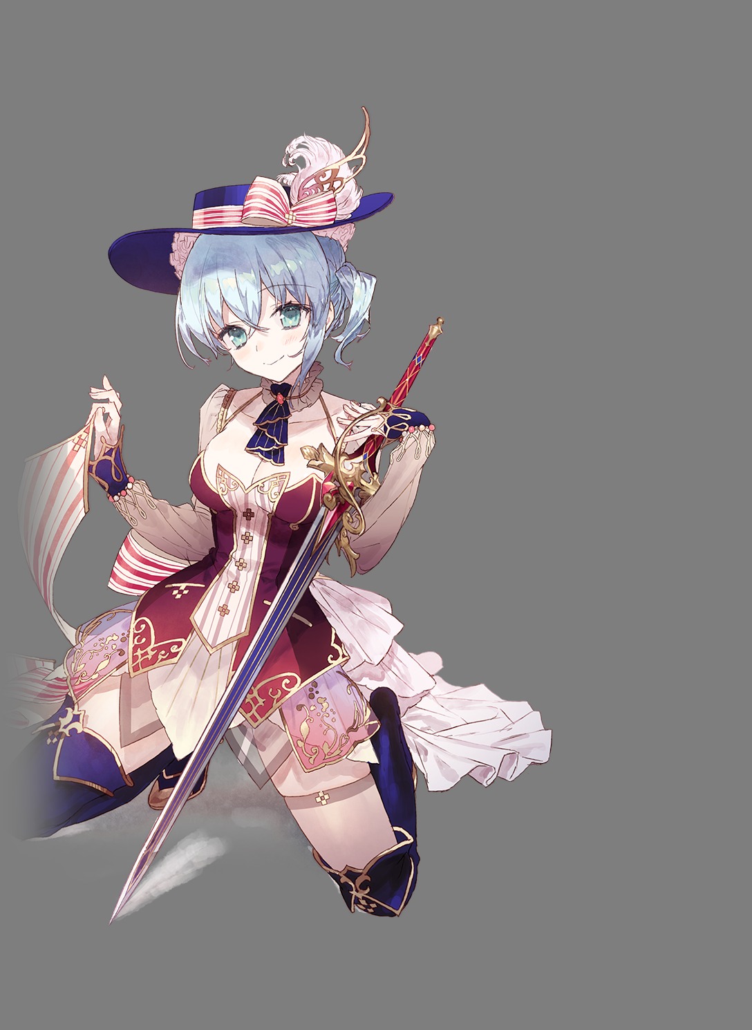 atelier, atelier_nelke, cleavage, koei_tecmo, nelke_von_lustern, noco, sword, thighhighs