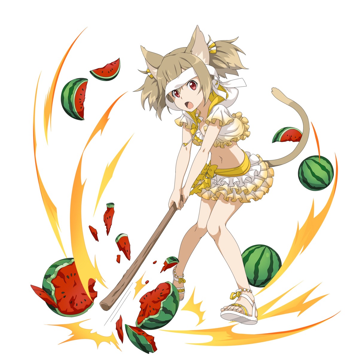alfheim_online, animal_ears, bandages, silica, sword_art_online, tagme, tail, weapon