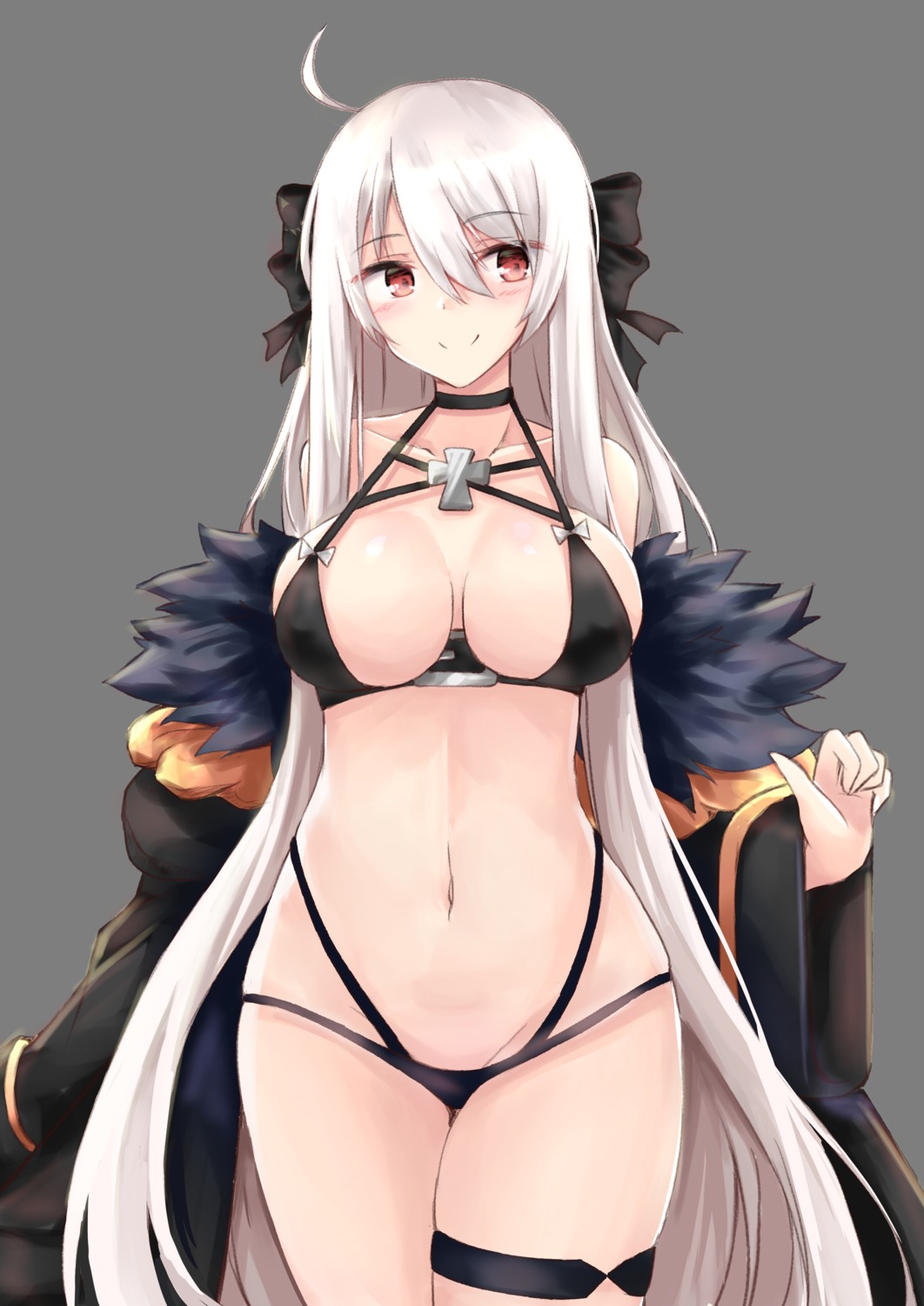 bikini, garter, girls_frontline, hakuya_(white_night), kar98k_(girls_frontline), open_shirt, swimsuits, transparent_png