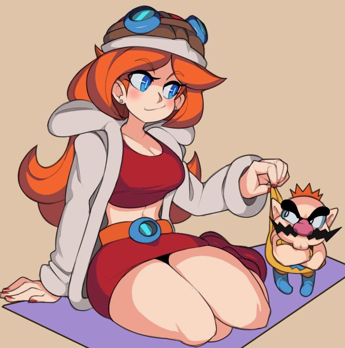 captainkirb, cleavage, mona_(warioware), wario, warioware