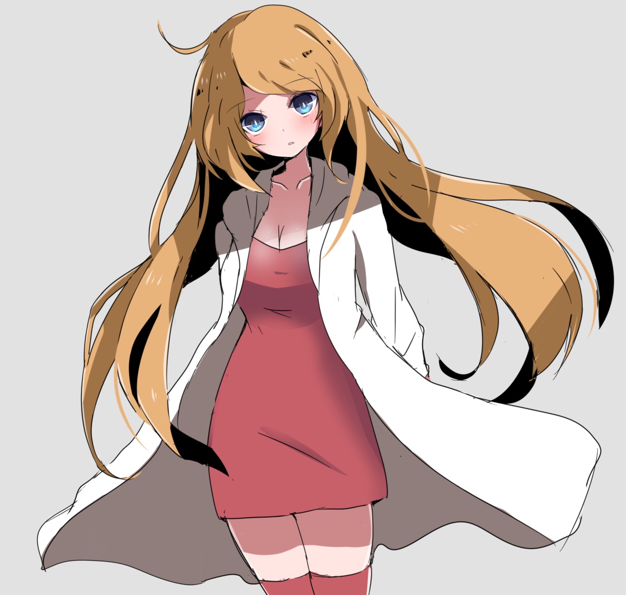 cleavage, dress, herunia_kokuoji, mona_(warioware), thighhighs, warioware