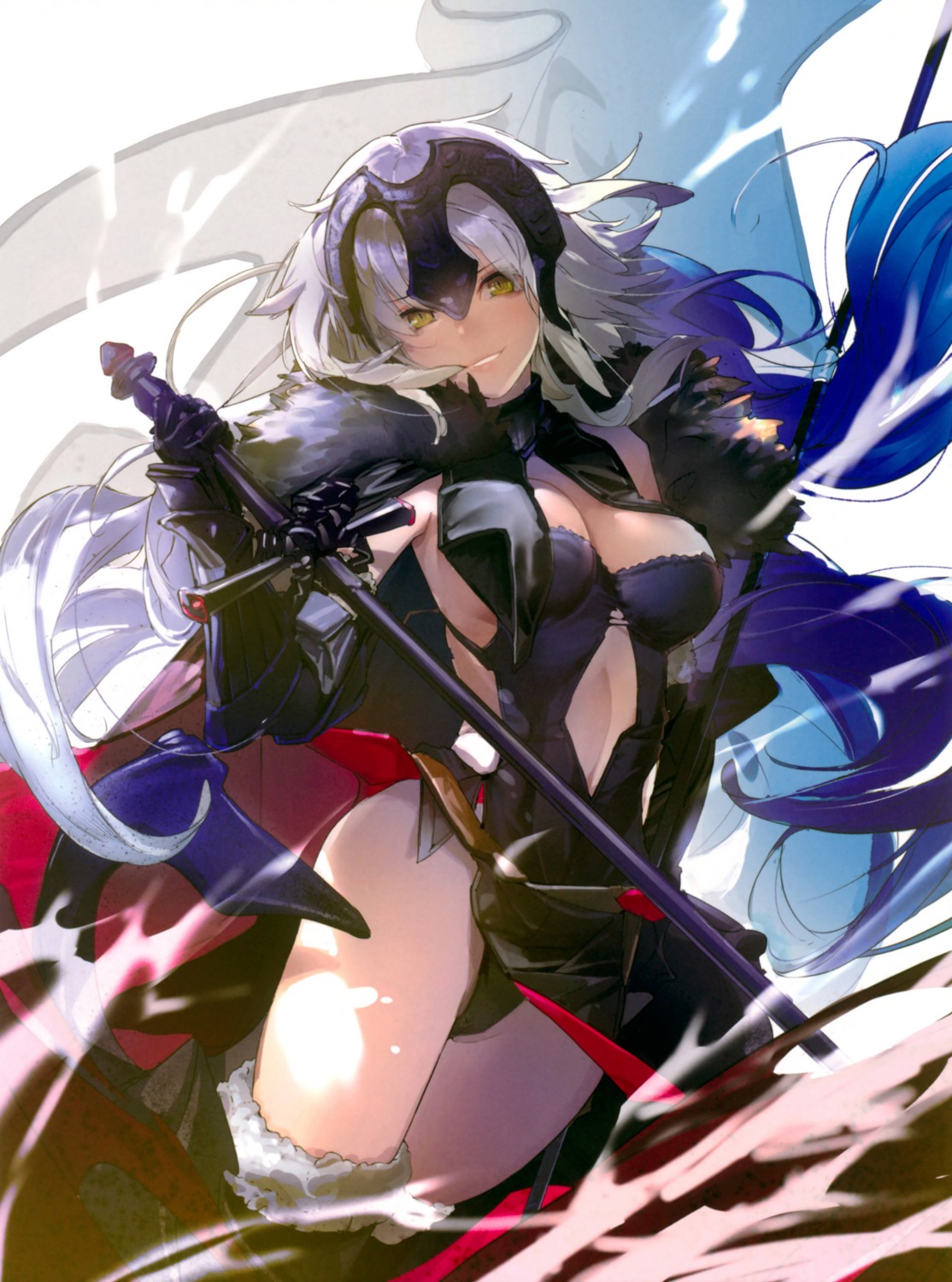 cleavage, cropped, fate/grand_order, jeanne_d'arc, jeanne_d'arc_alter_(fate), leotard, possible_duplicate, souji_hougu, sword, thighhighs