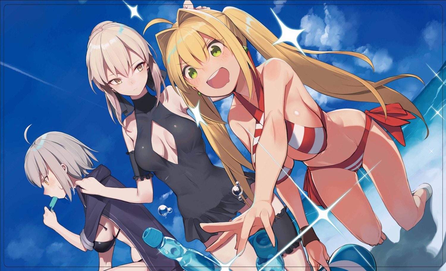artoria_pendragon_(fate), artoria_pendragon_alter_(fate), bikini, cleavage, fate/grand_order, jeanne_d'arc, jeanne_d'arc_alter_(fate), katsudansou