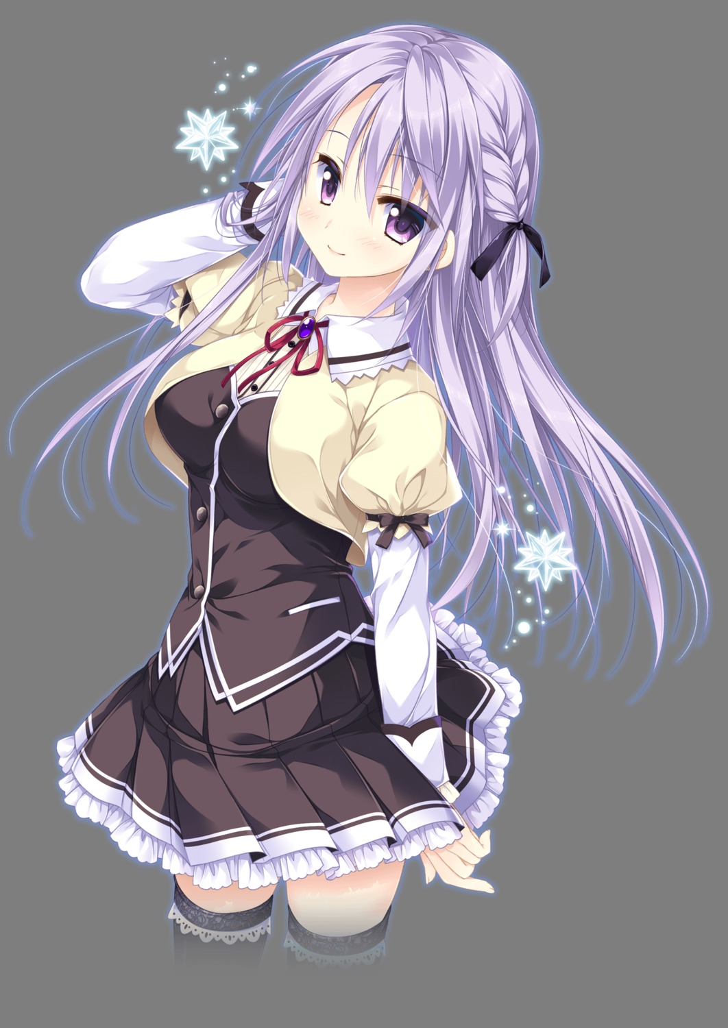 ensemble_(company), otome_ga_musubu_tsukiyo_no_kirameki, reizei_shizune, seifuku, sesena_yau, thighhighs, transparent_png