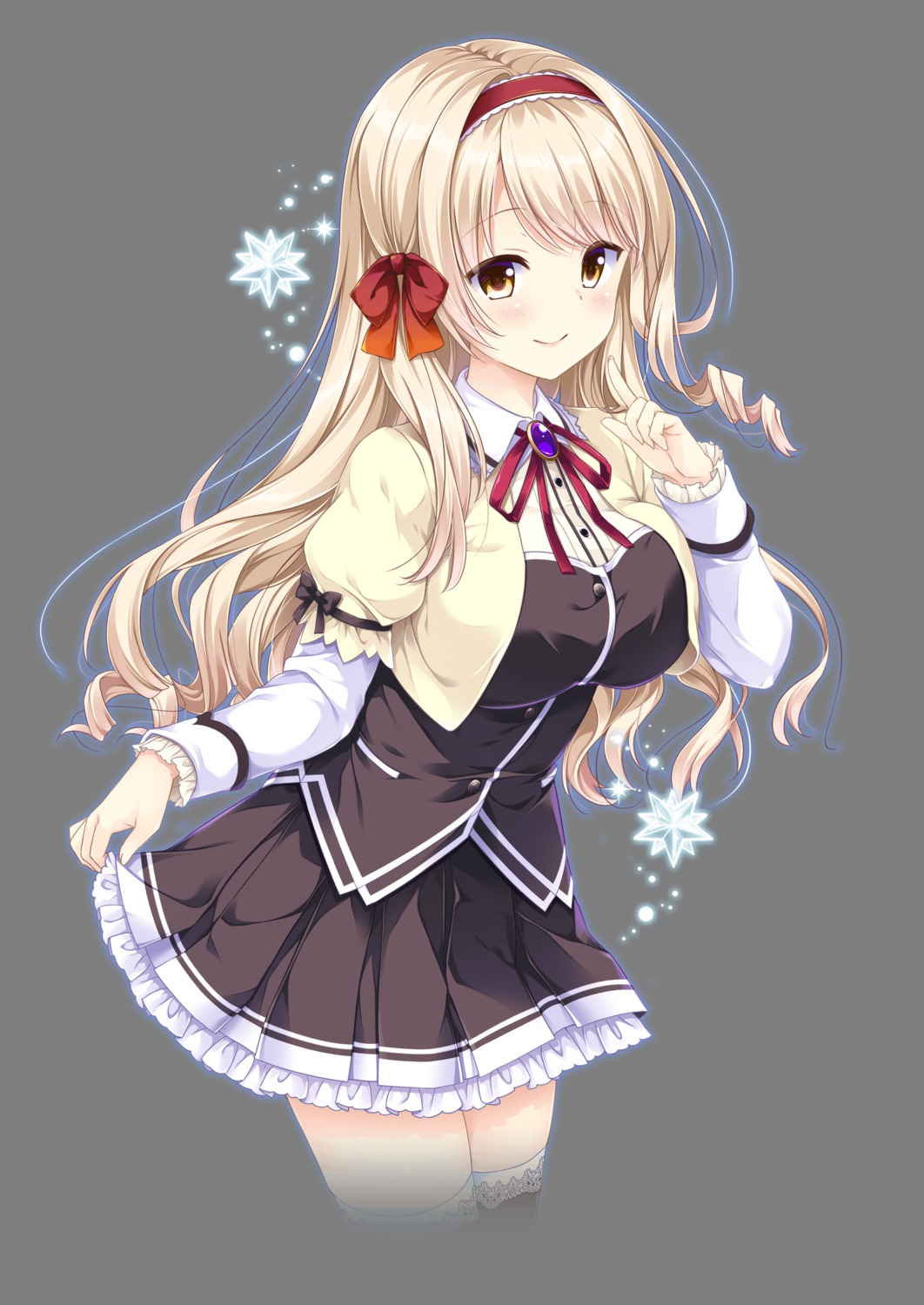 ensemble_(company), kurasawa_moko, otome_ga_musubu_tsukiyo_no_kirameki, seifuku, shinomori_suzuka, skirt_lift, thighhighs, transparent_png