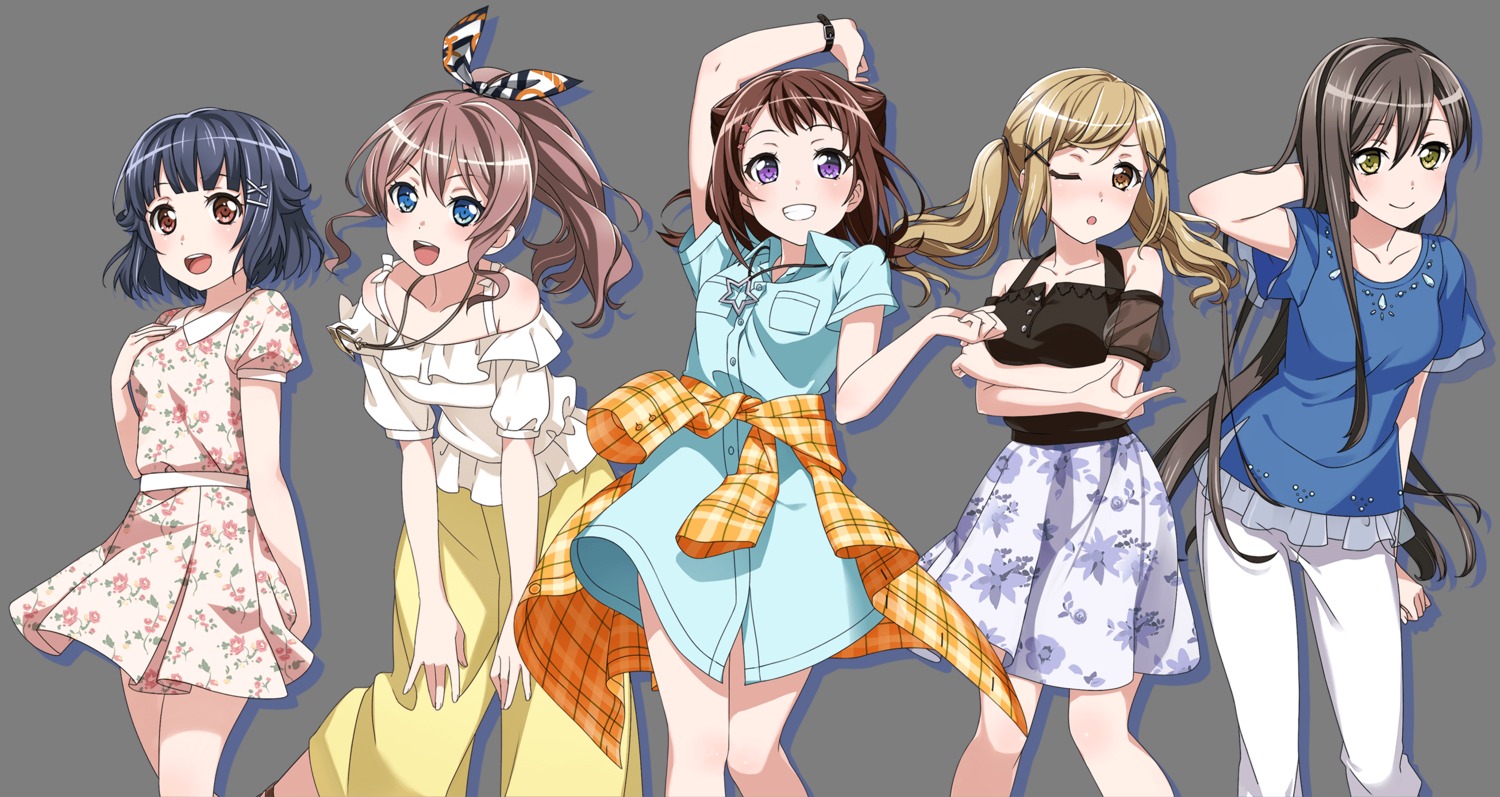 bang_dream!, dress, hanazono_tae, ichigaya_arisa, tagme, toyama_kasumi, transparent_png, ushigome_rimi