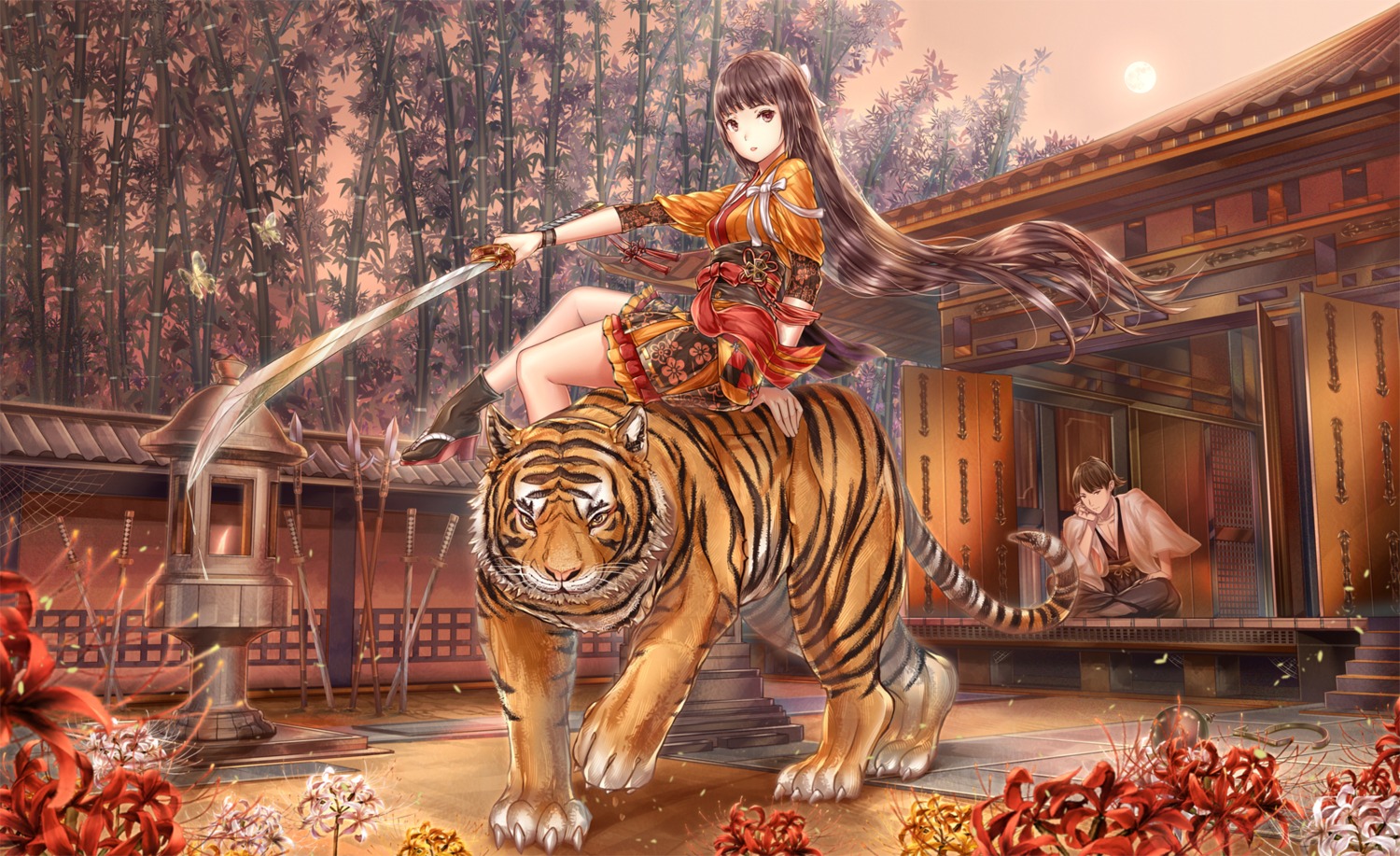 asian_clothes, hourainingyou, sword, weapon