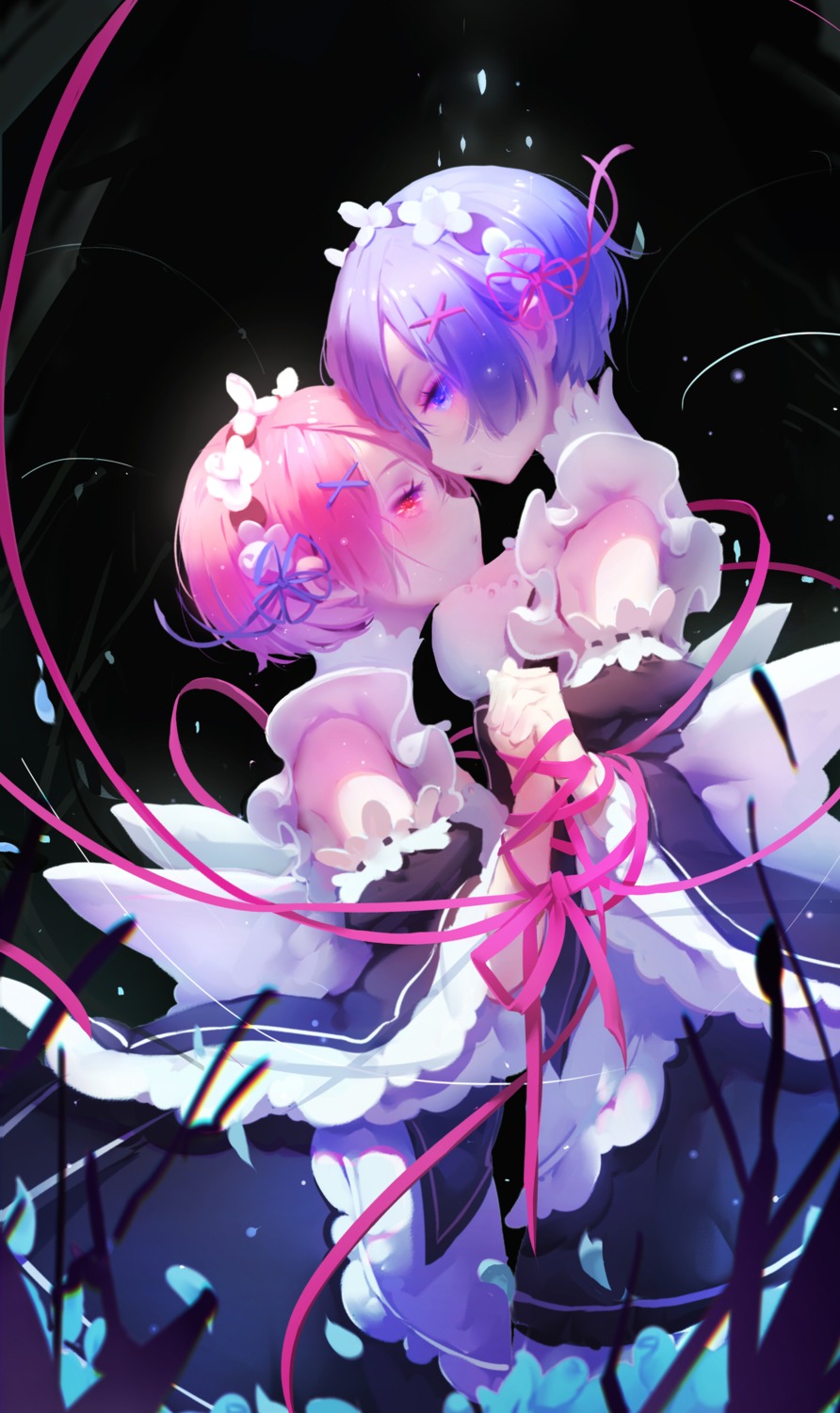 maid, ram_(re_zero), re:zero_kara_hajimeru_isekai_seikatsu, rem_(re_zero), yuiko_(yuiko33miao), yuri