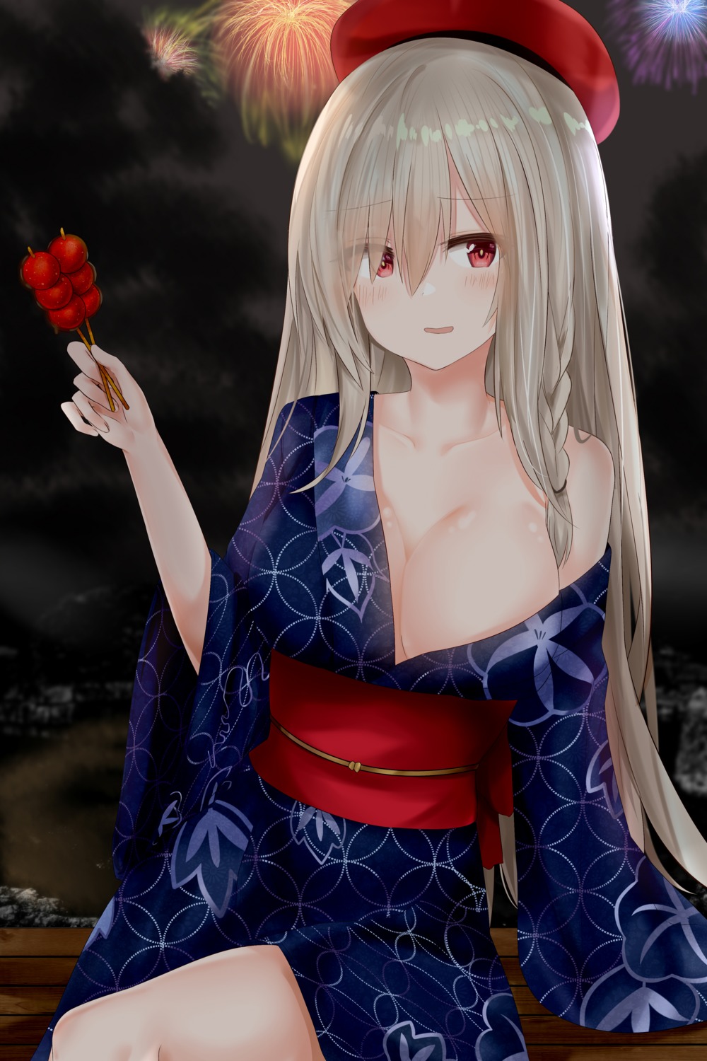 cleavage, g36c_(girls_frontline), girls_frontline, no_bra, open_shirt, ruzhai, yukata