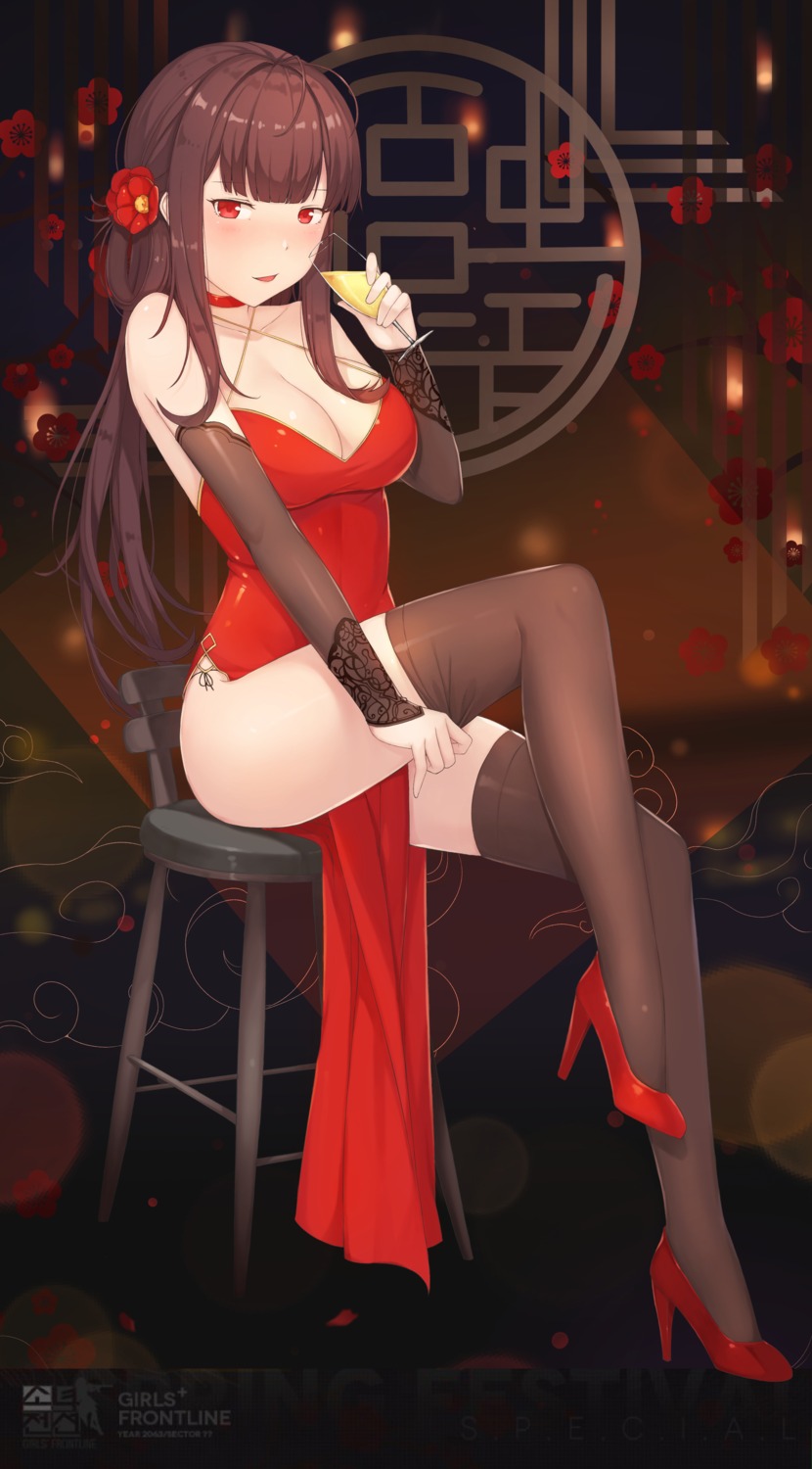 chinadress, cleavage, dsr-50_(girls_frontline), girls_frontline, hallohi, heels, thighhighs