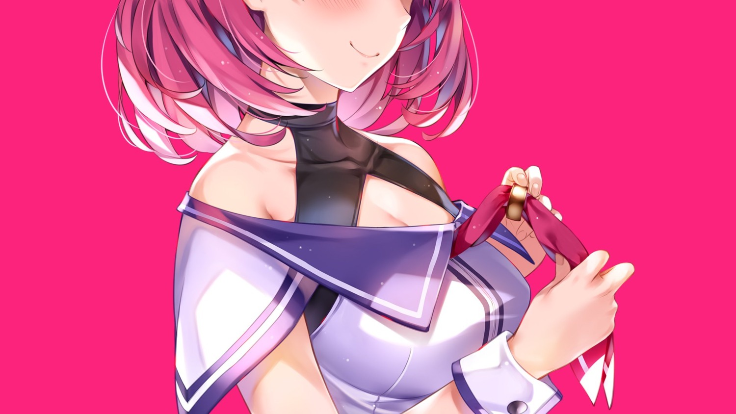 amaki_okome, cleavage, misaki_kurehito, okome_channel, wallpaper