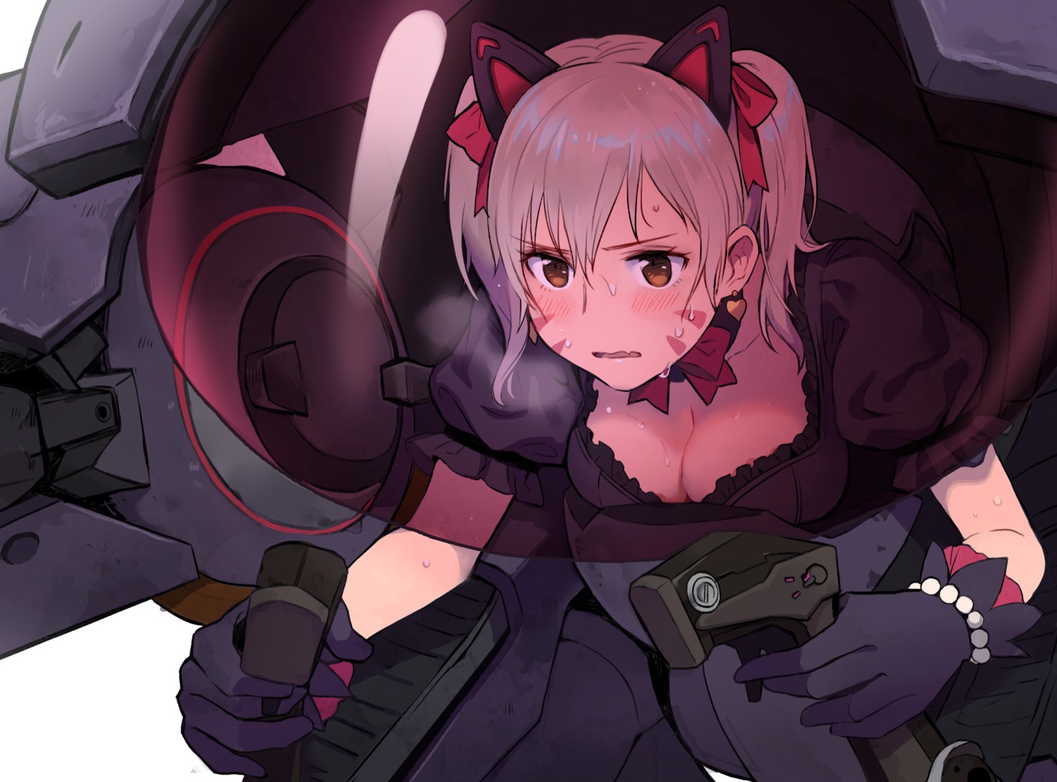 animal_ears, cleavage, d.va, dress, lino_chang, mecha, overwatch