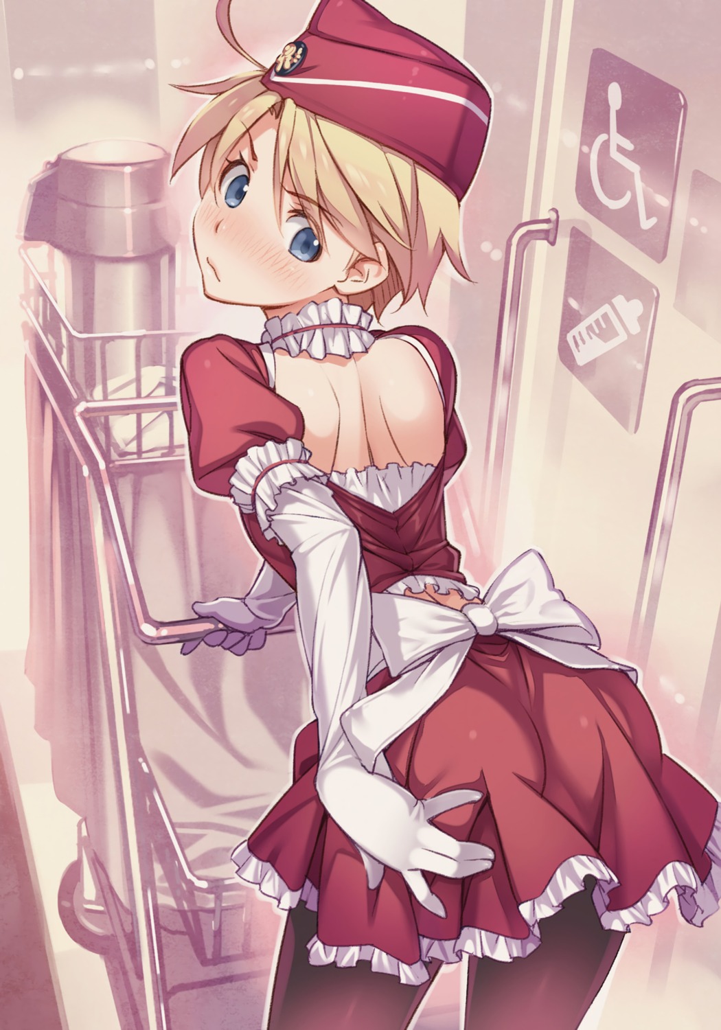 ass, pantyhose, prince_bernina_(rails_wars), rail_wars!, uniform, vania600, waitress