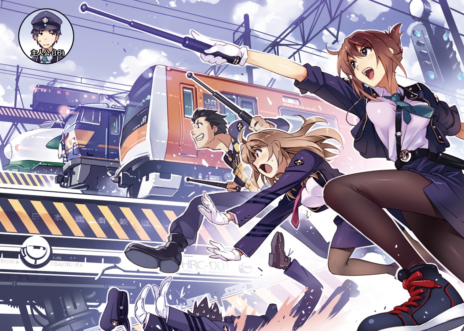 iwaizumi_shou, koumi_haruka, pantyhose, rail_wars!, sakurai_aoi_(rail_wars!), takayama_naoto, uniform, vania600