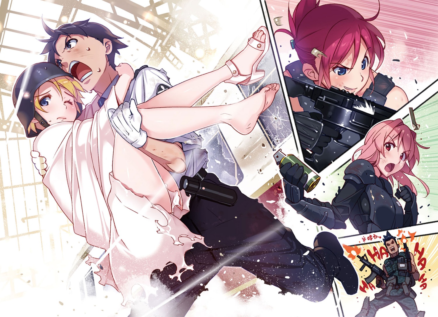 armor, bodysuit, gun, heels, iwaizumi_shou, koumi_haruka, prince_bernina_(rails_wars), rail_wars!