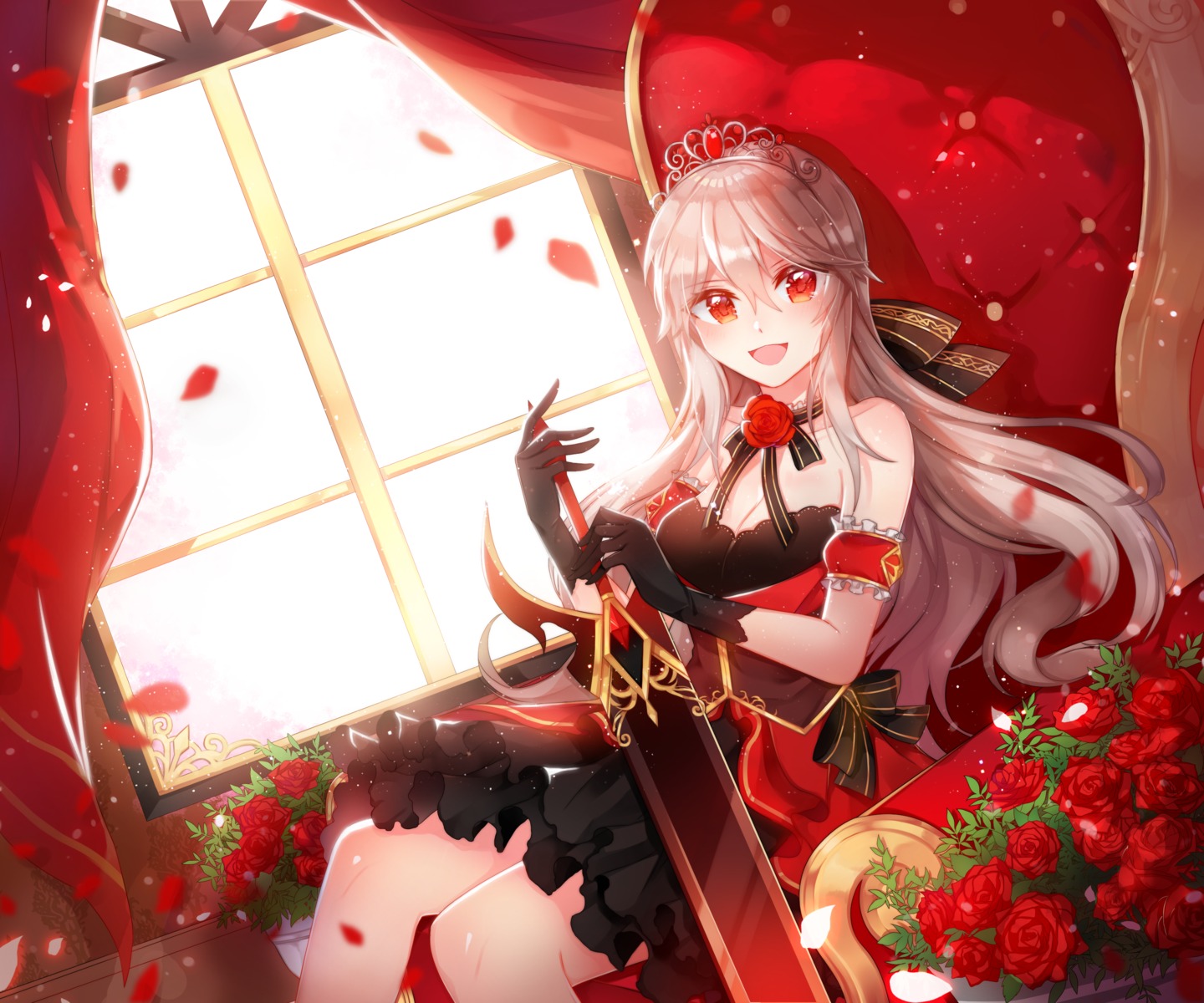 cleavage, dress, rijjin, sword