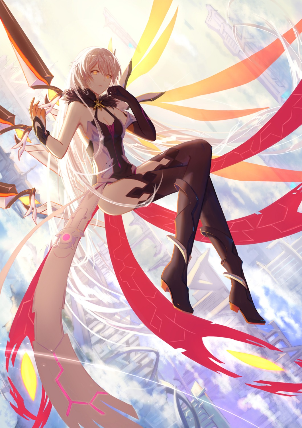 benghuai_xueyuan, cleavage, heels, honkai_impact, kiana_kaslana, leotard, thighhighs, xing_muhen